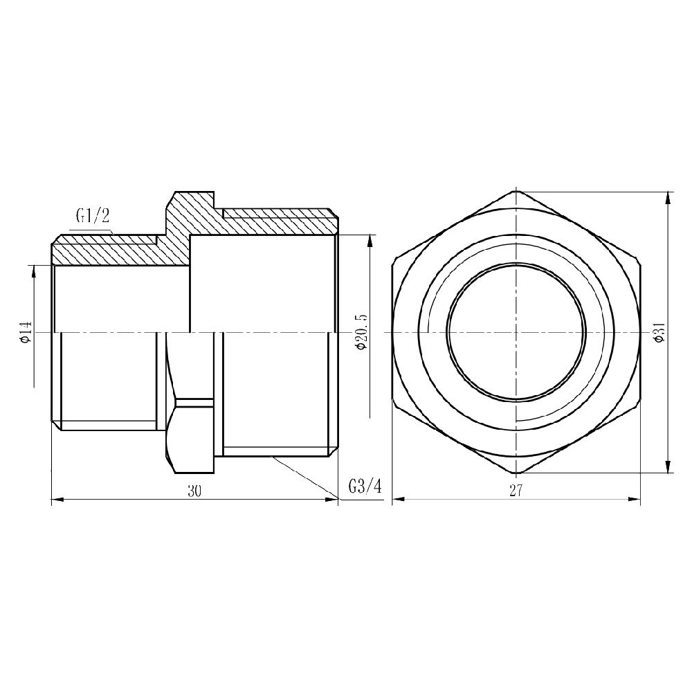 Ніпель редукційний SD Forte 3/4"х1/2" хром SF359H2015