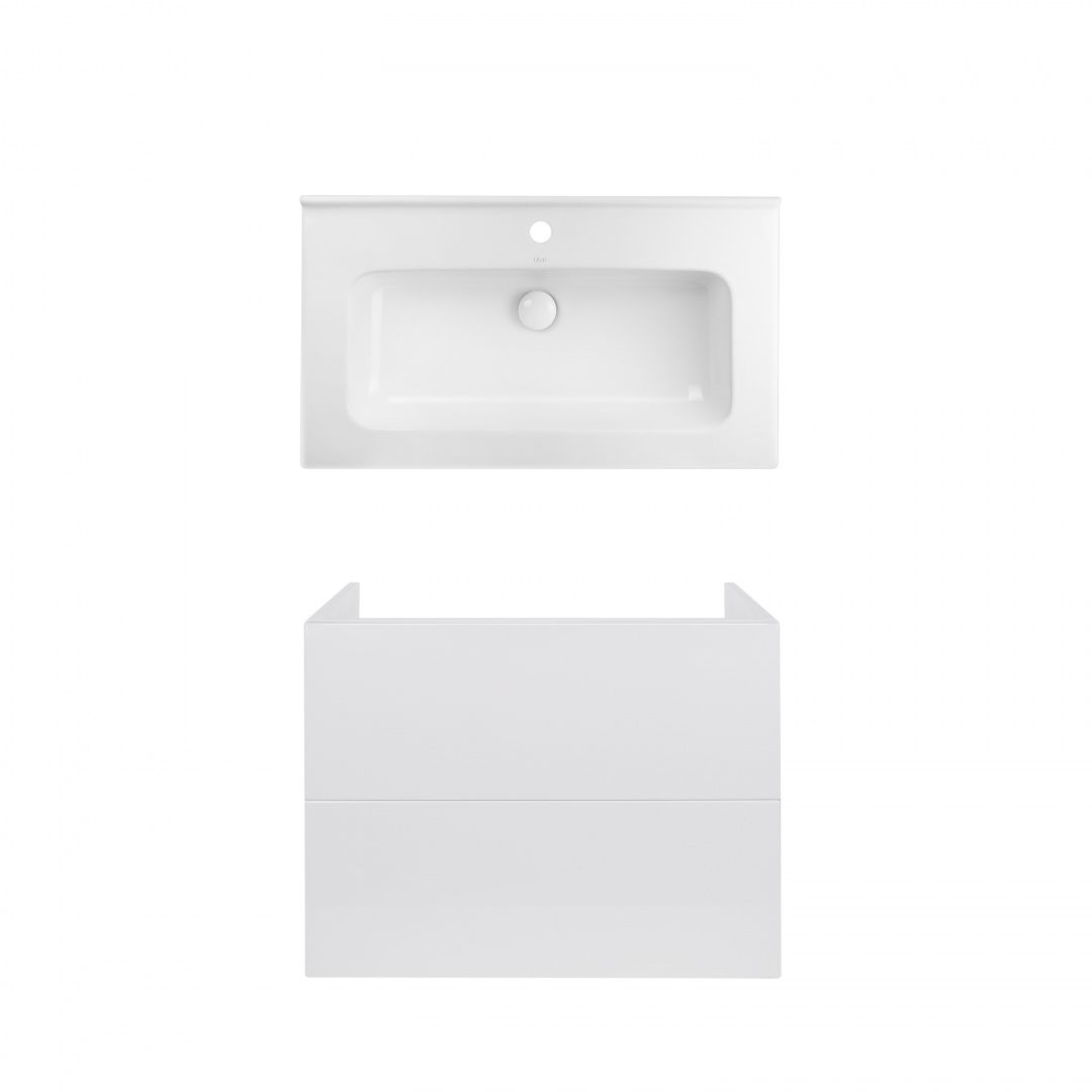 Комплект Qtap тумба підвісна Tern 800х580х437 мм White + раковина урізна Albatross 01 QT71TE44106