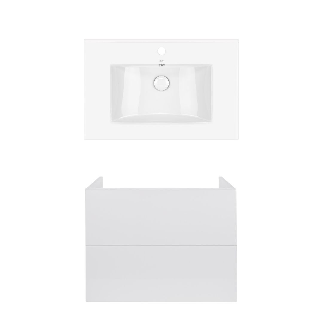 Комплект Qtap тумба підвісна Tern 700х580х437 мм White + раковина урізна Albatross QT71TE44102