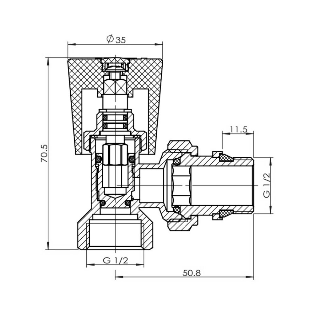 Кран радиаторный угловой SD Forte Classiс с антипротечкой 1/2" SF228W15