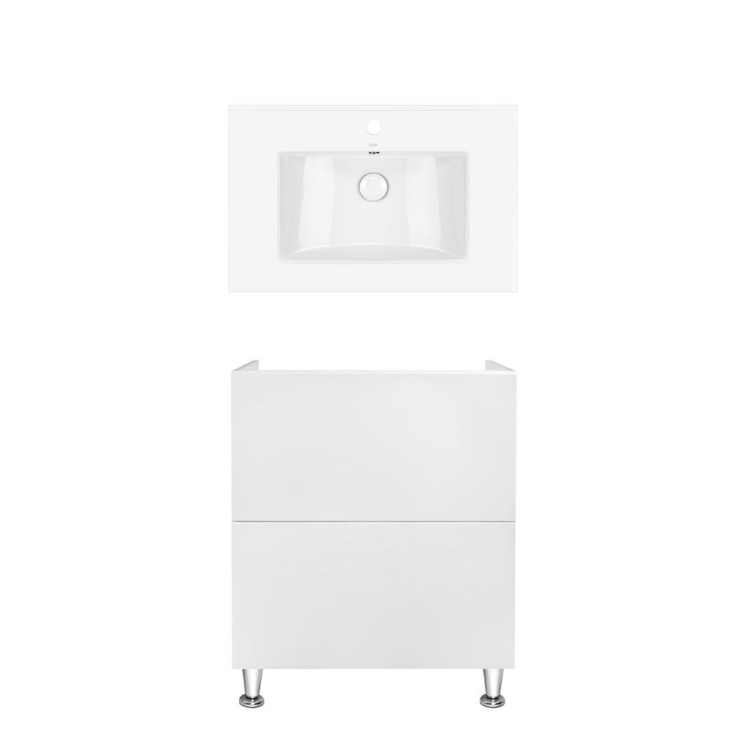 Комплект Qtap тумба підлогова Tern 700х725х437 мм White + раковина урізна Albatross QT71TE44089