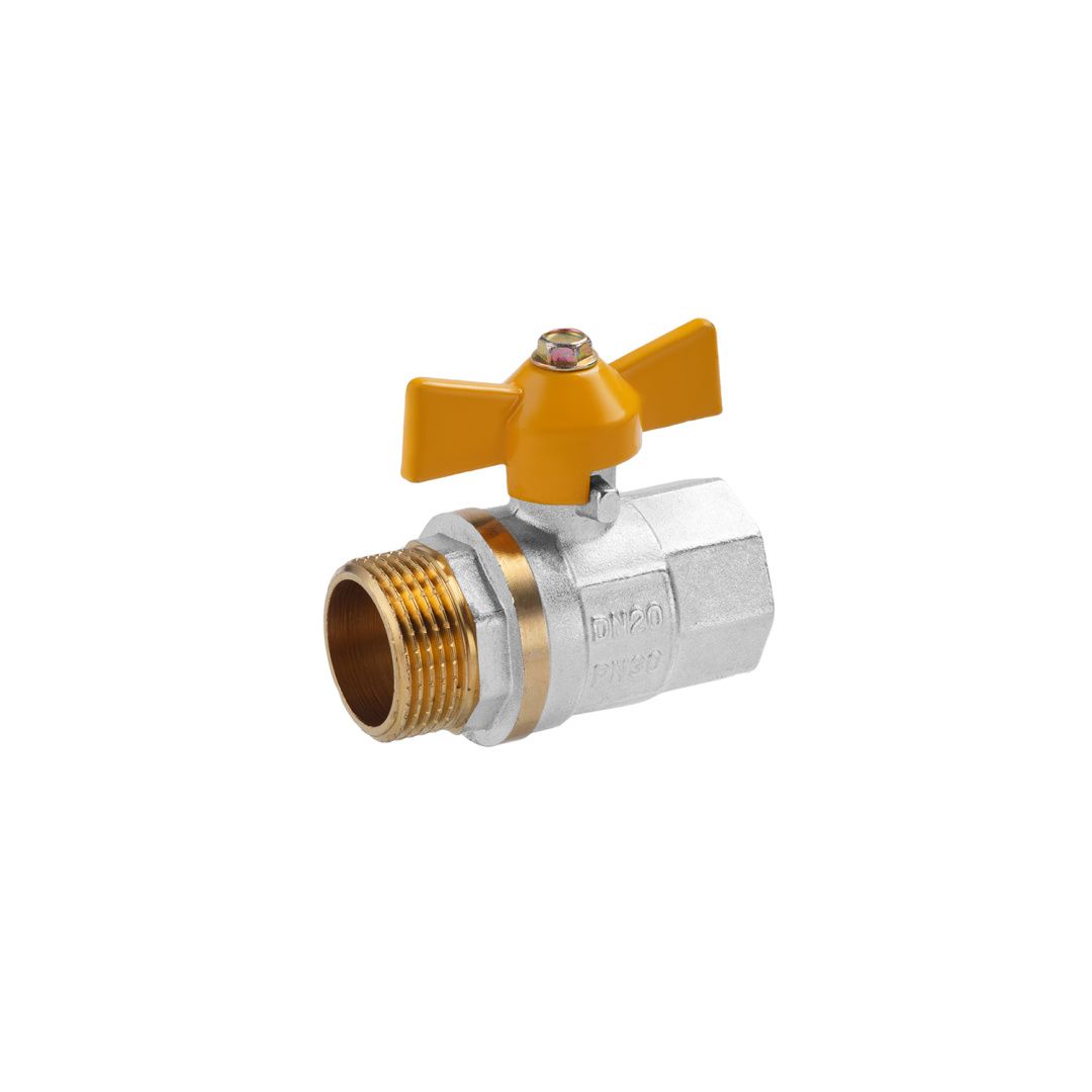 Кран кульовий для газу Valves 3/4" ВЗ PN30 жовтий метелик