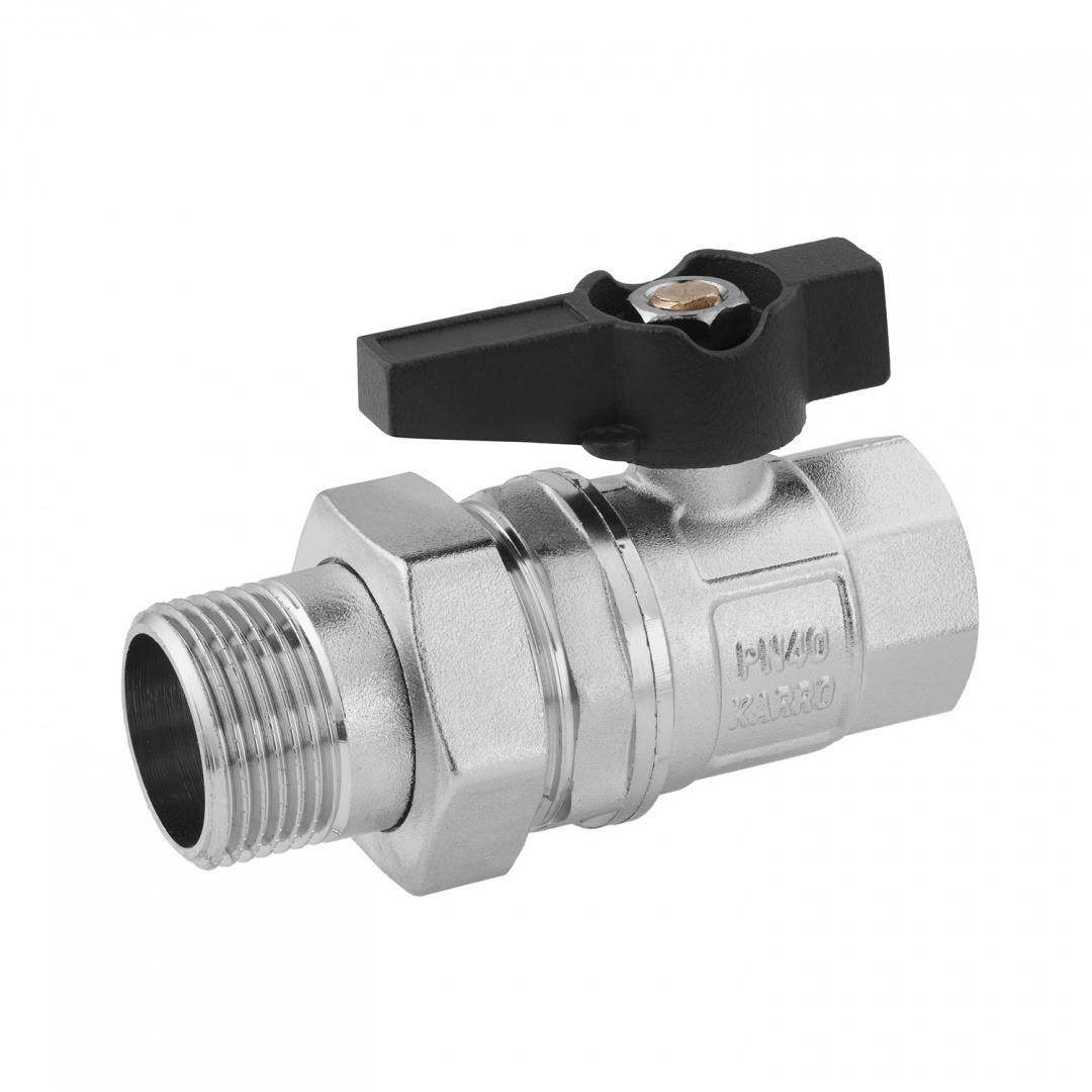 Кран-американка кульовий прямий Karro "Uno Black" 1" ВЗ PN40 метелик