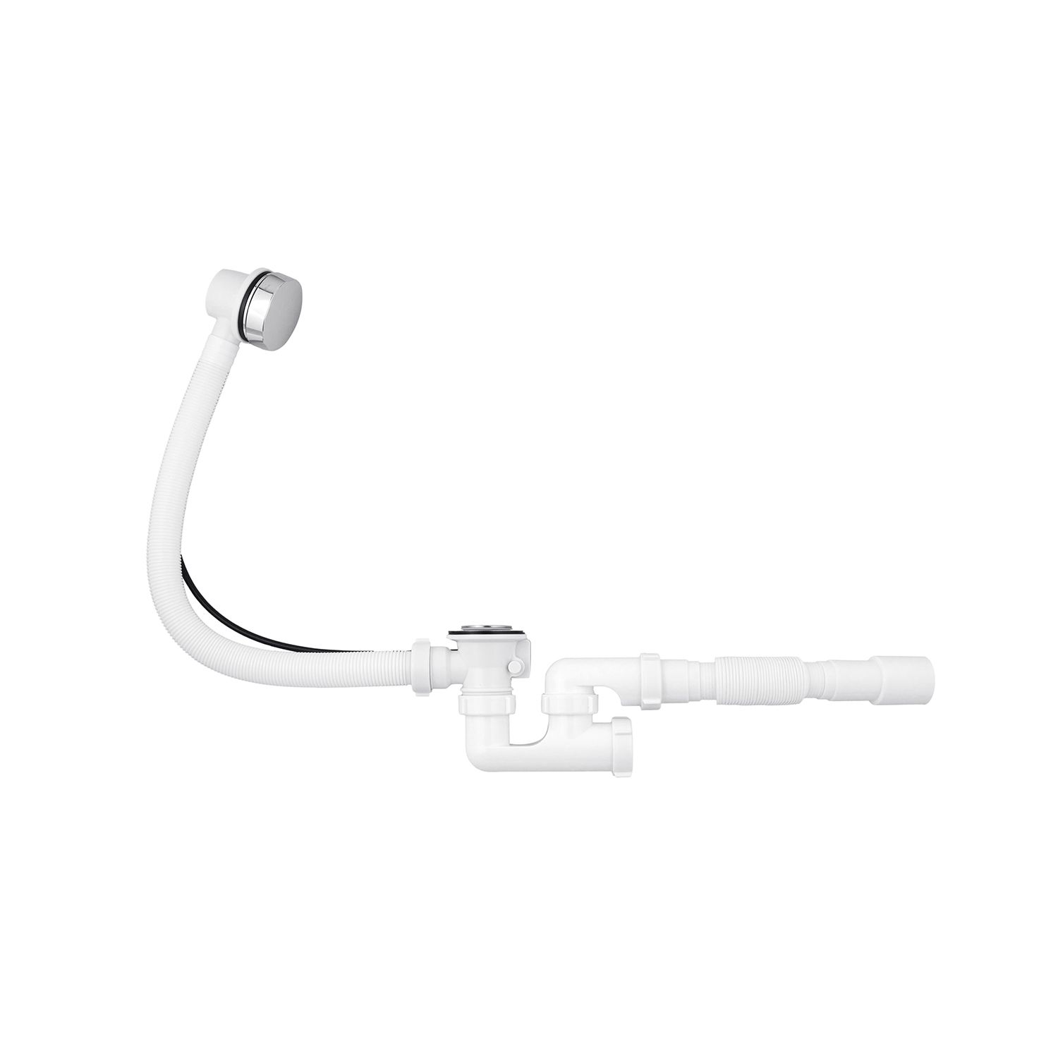 Сифон для ванни Agua BS05P 1 1/2"х40/50 мм напівавтоматичний, з переливом та ревізією