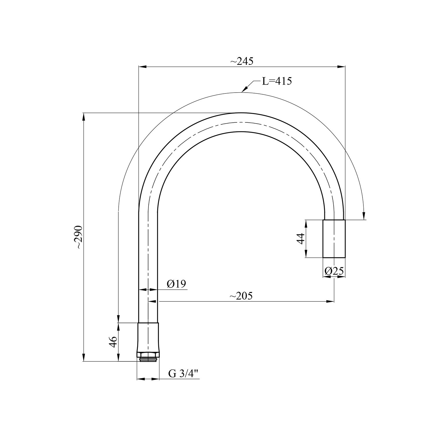 Вилив для змішувача гнучкий Kroner KRM - C802RSS