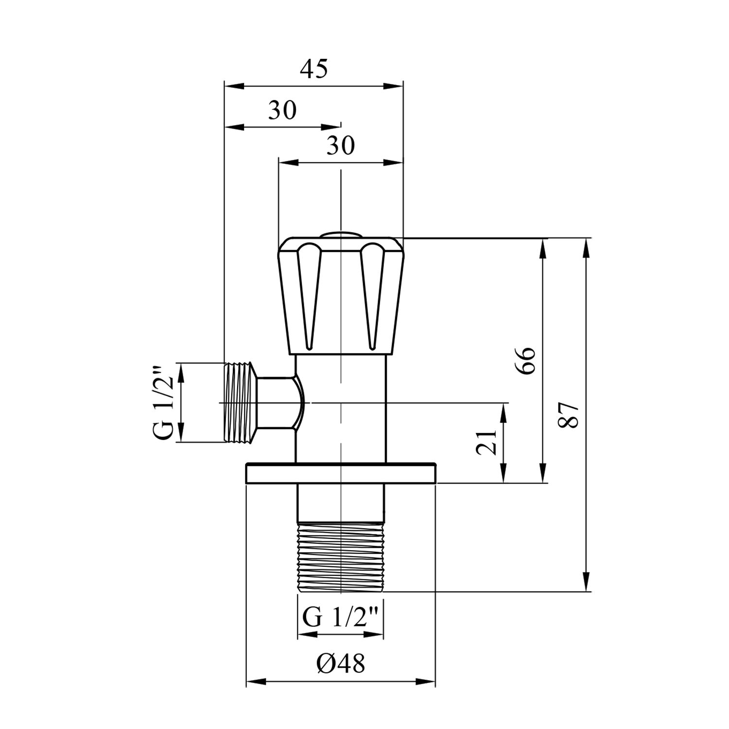 Кран приладовий для підключення Karro 1/2"х1/2" ЗЗ нержавіюча сталь KR-3131S