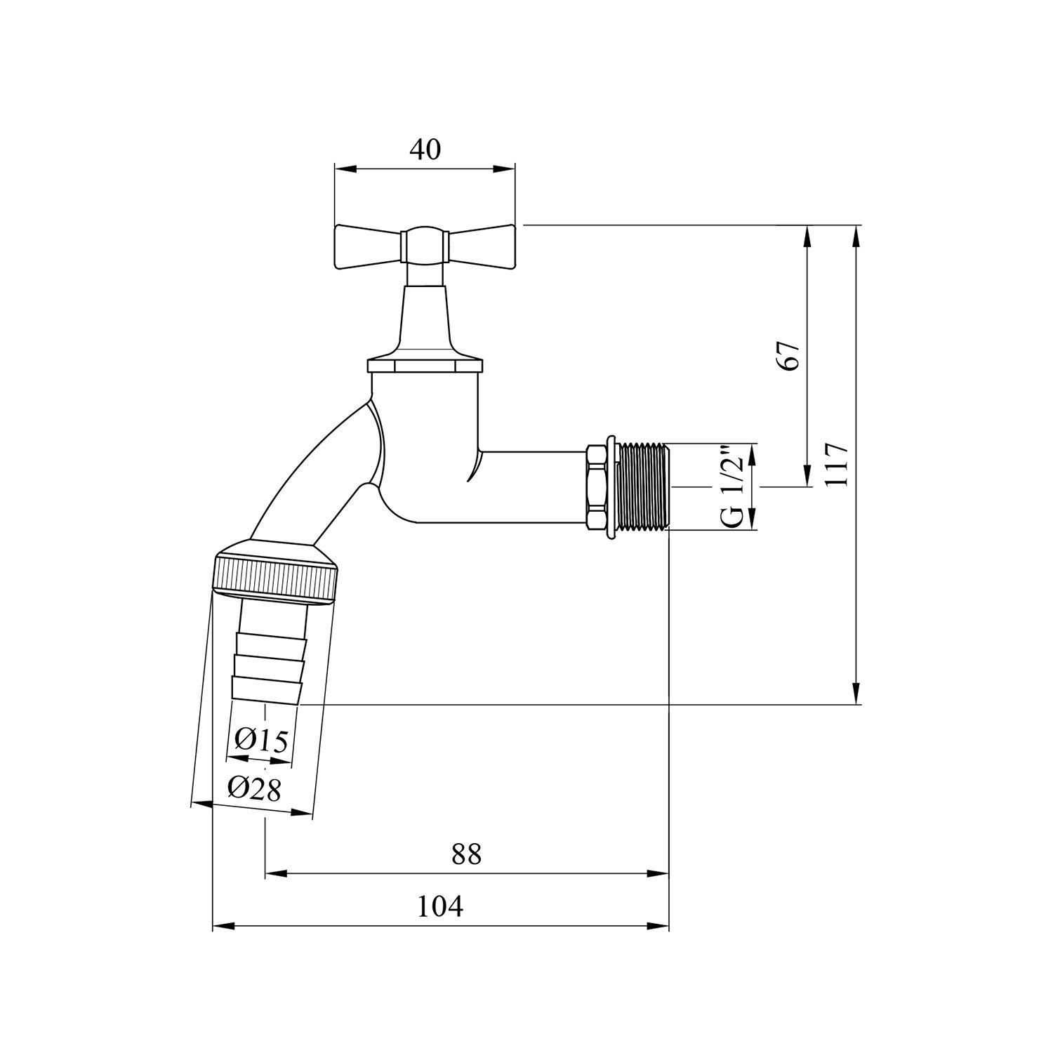 Кран для поливу Karro 1/2" PN40 хромований KR-12017