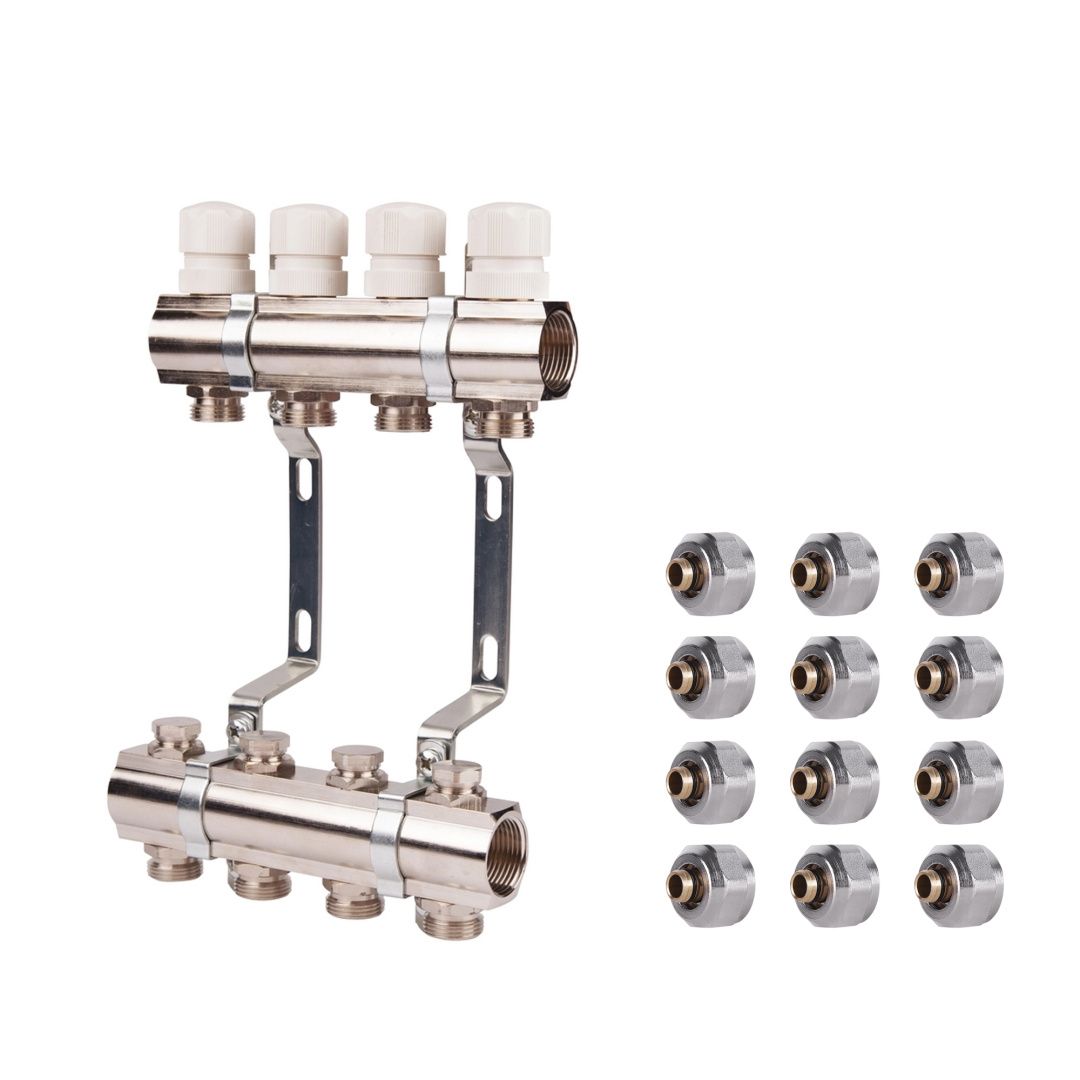 Комплект: SD Колектор терморегулювальний 1"х6   SD236W6 + SD Євроконус 3/4'' 16 х 2мм   SD346