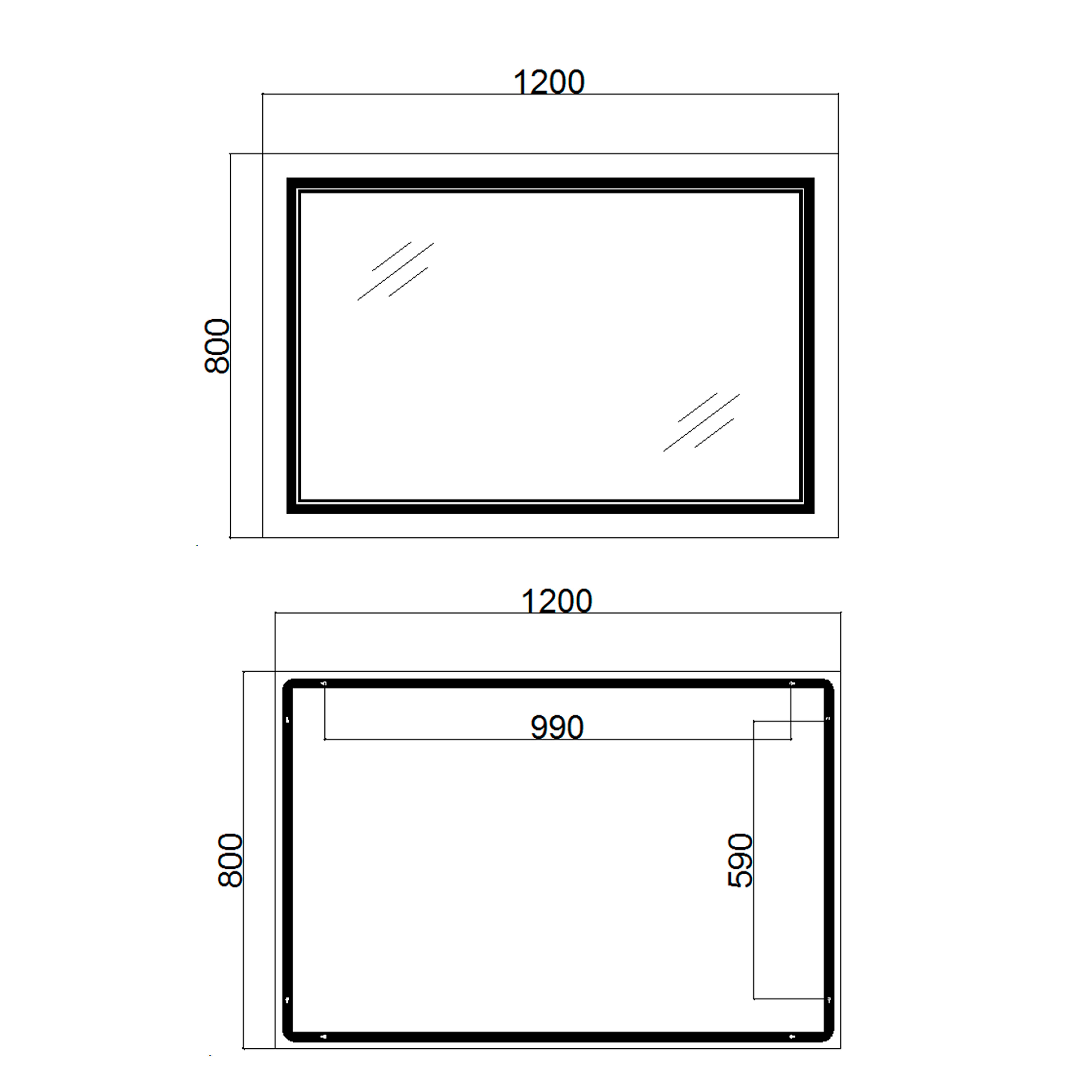 Дзеркало Qtap Cardinal 1200х800 з LED-підсвічуванням Touch, з антизапотіванням, з димером, рег. темп. кольору (3000-6500K) QT0478C12080