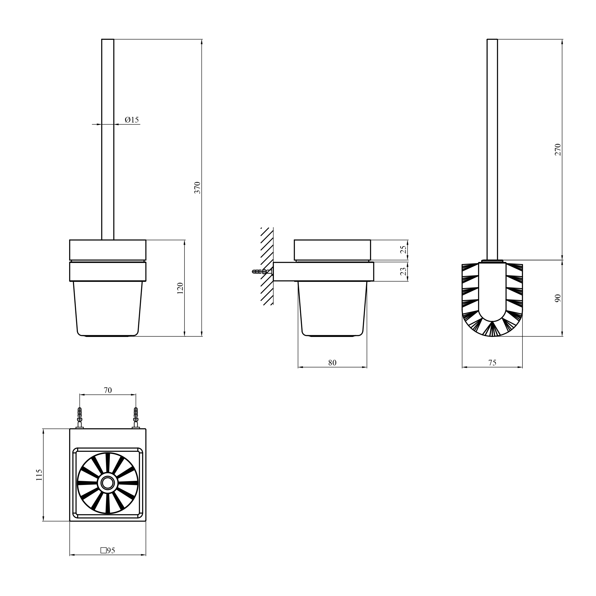 Йоржик для унітаза настінний Kroner KRP Edelstahl Kubus - SCH3910