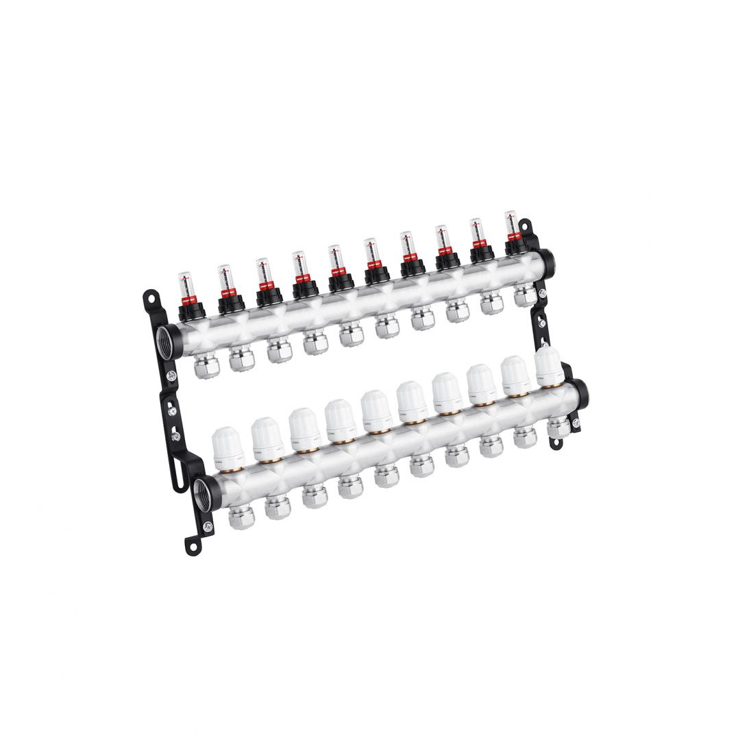 Колектор в зборі STA "Classic" на 10 виходів G1" з євроконусами, нержавіюча сталь