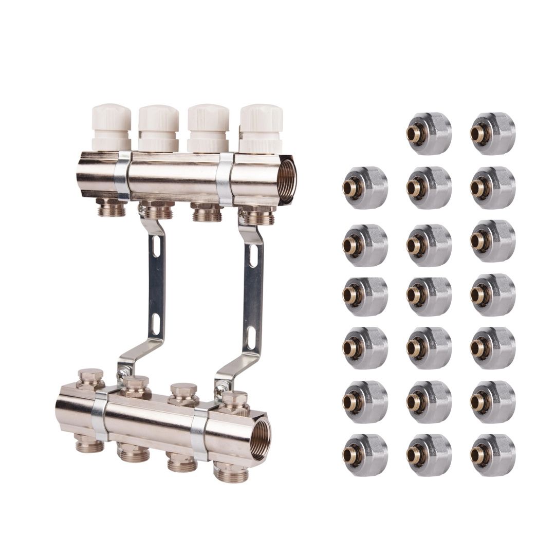 Комплект: SD Колектор терморегулювальний 1"х10   SD236W10 + SD Євроконус 3/4'' 16 х 2мм   SD346