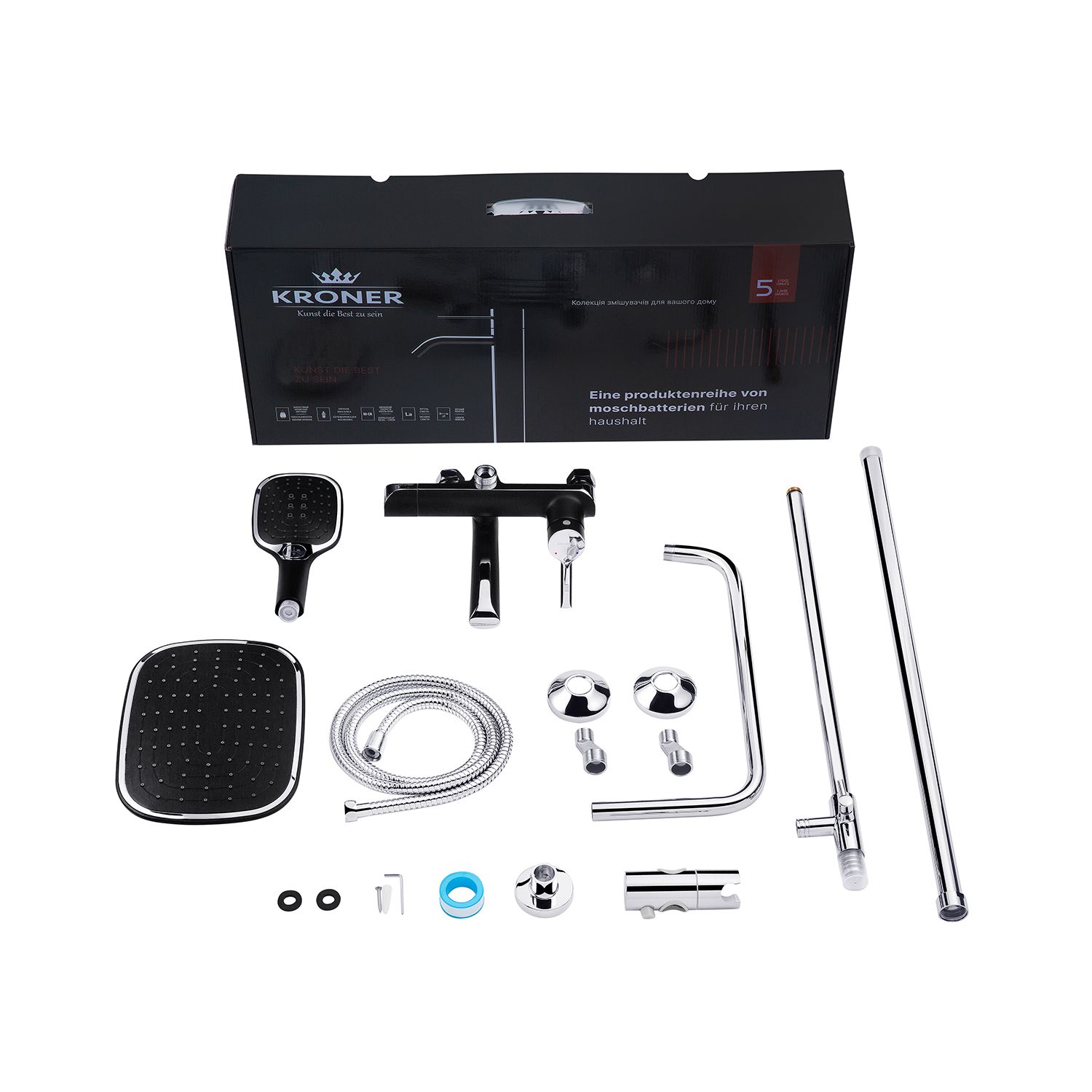 Набор 3 в 1 душова система Kroner Essen-SCH063 + змішувач Essen-SCH030 + змішувач Essen-SCH010