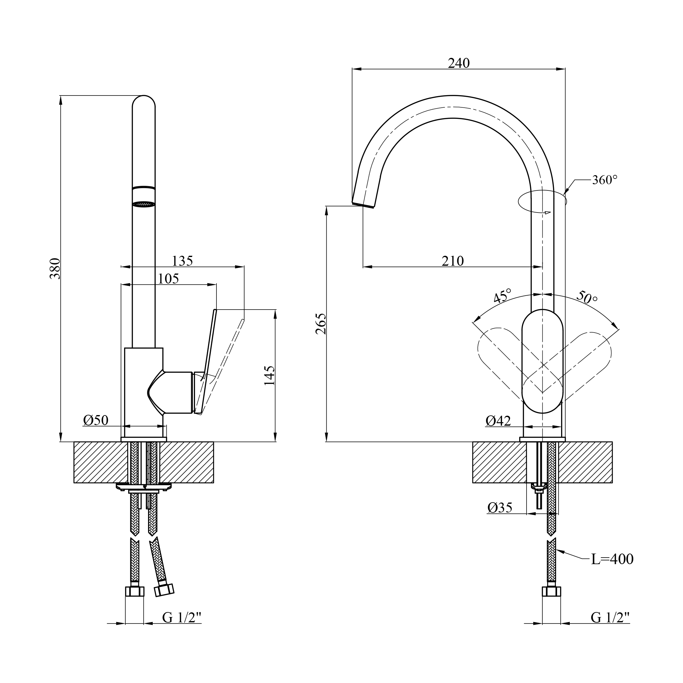Змішувач для кухні Kroner Element 211512B-0101