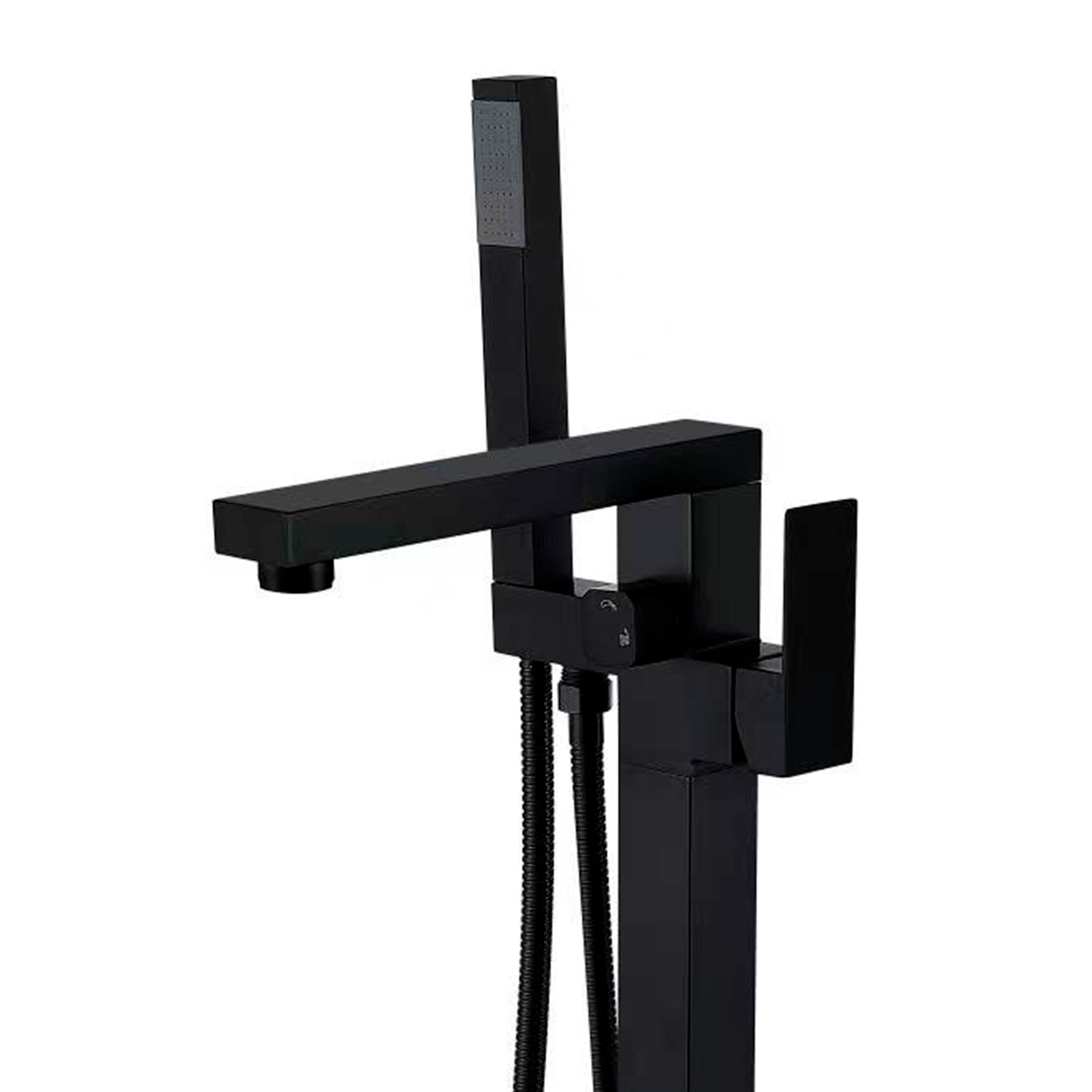 Змішувач для ванни Lidz Kubis 004 підлоговий (з душовим гарнітуром) (k35) LDKUB004BLA46102 Black