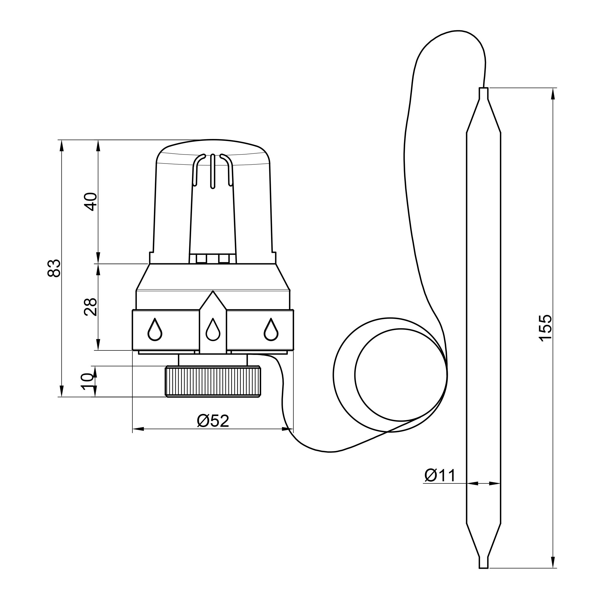 Термоголовка Icma 30х1,5 з виносним датчиком №992
