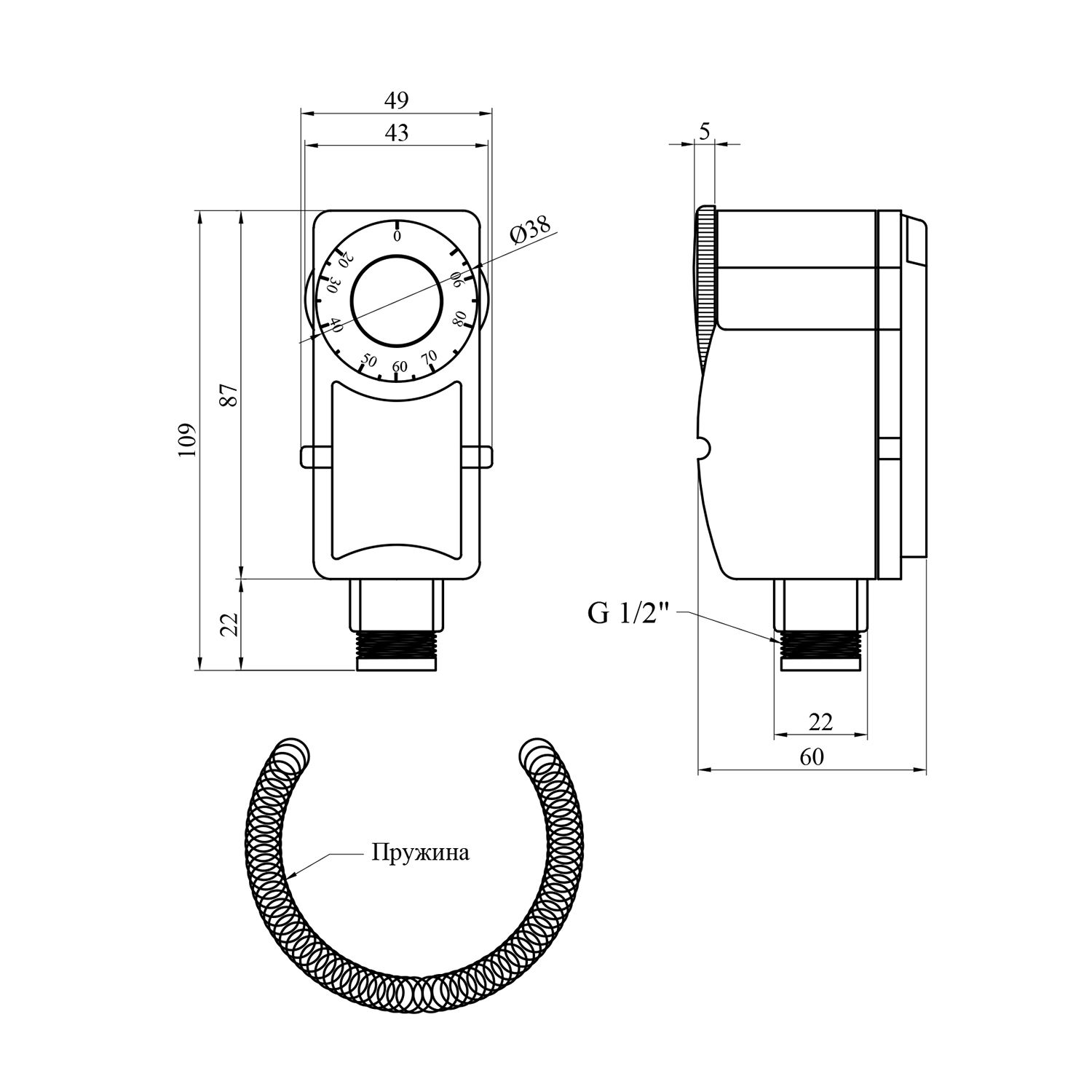 Термостат накладний Karro 90°С KR-1090