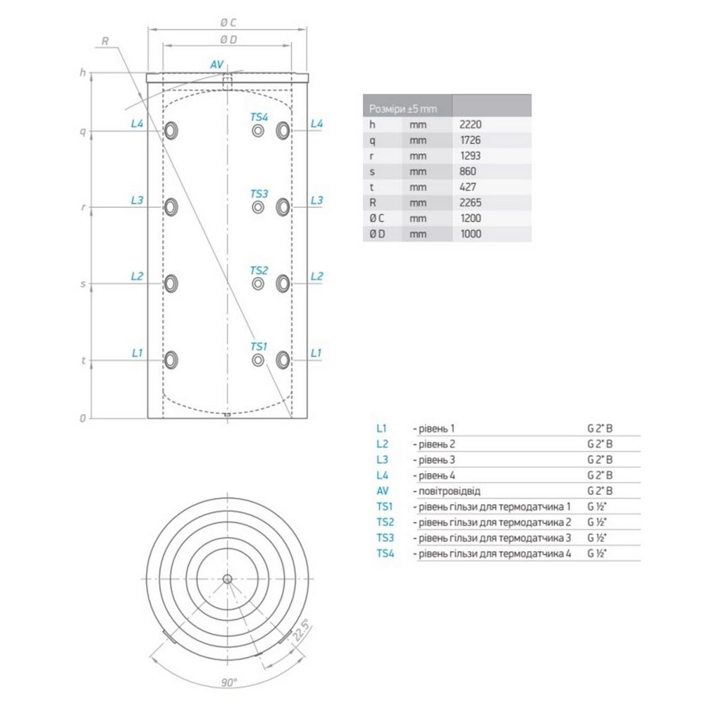 Буферная емкость Tesy 1500 л (V1500120F45P4) 300627