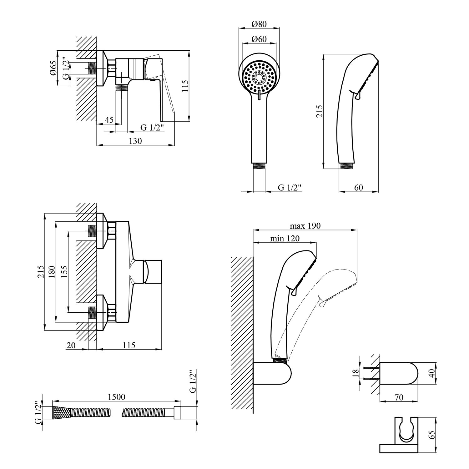 Змішувач для душу Kroner KRP Eifel - C050