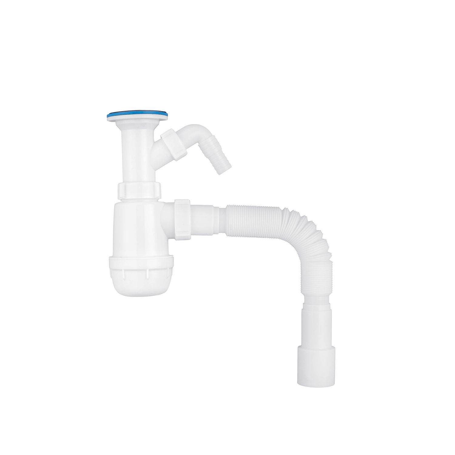 Сифон для кухонної мийки ANIplast 1 1/2''х40 мм з литим випуском, відводом для пральної машини А2015EU