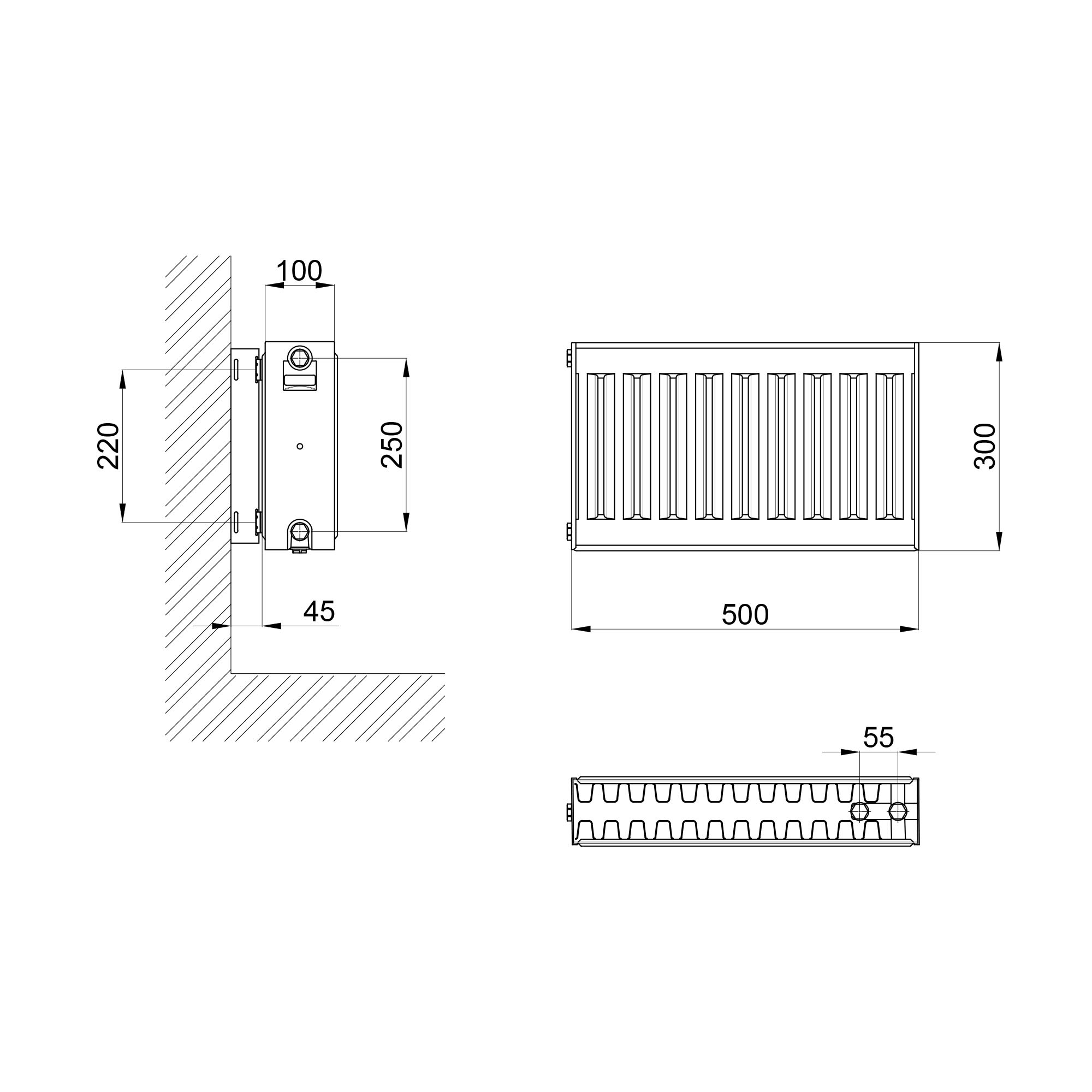 Радіатор сталевий Imas 22-К 300х500 нижнє підмикання