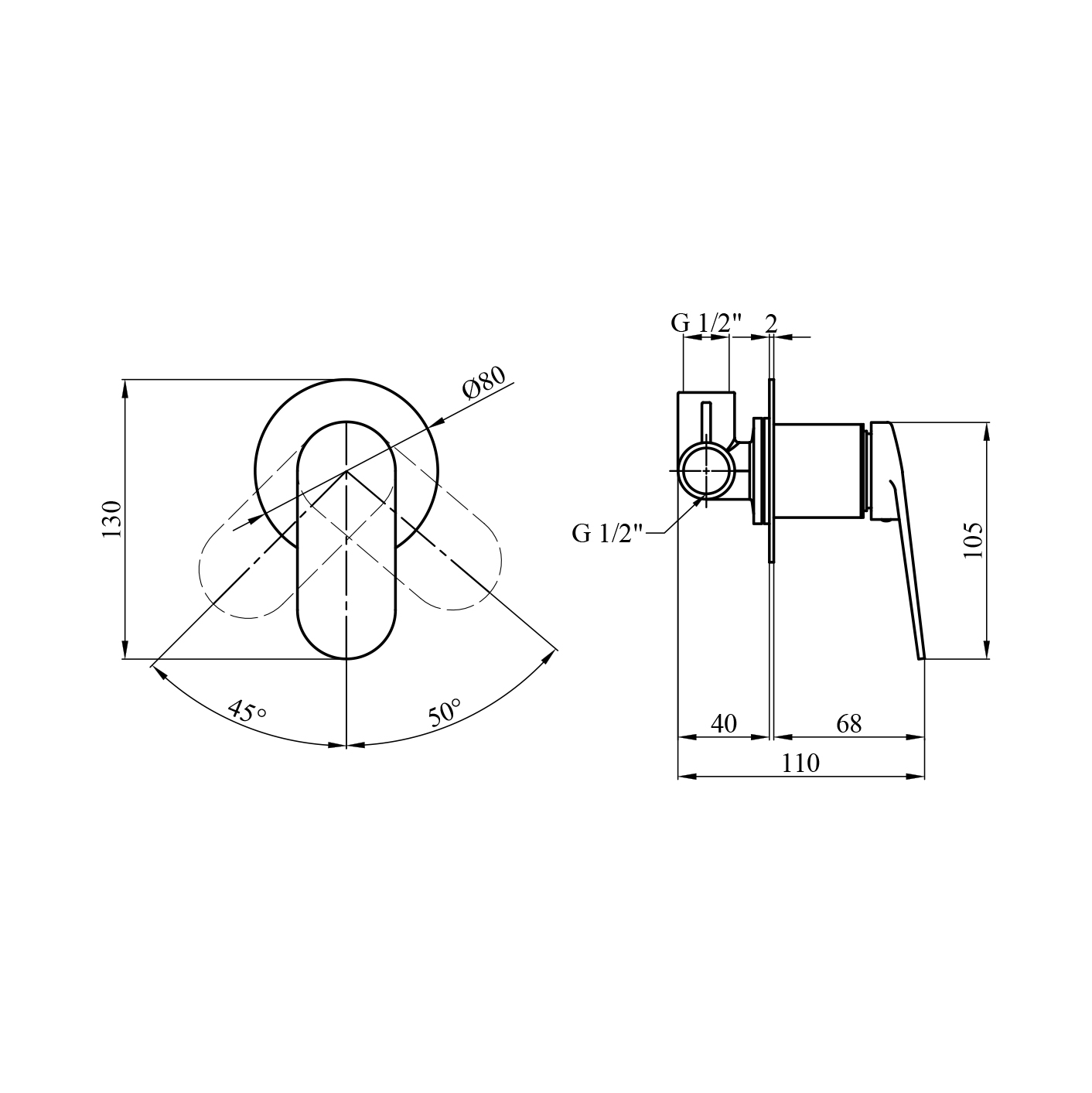 Змішувач прихованого монтажу для душу Kroner Element 211433-0101