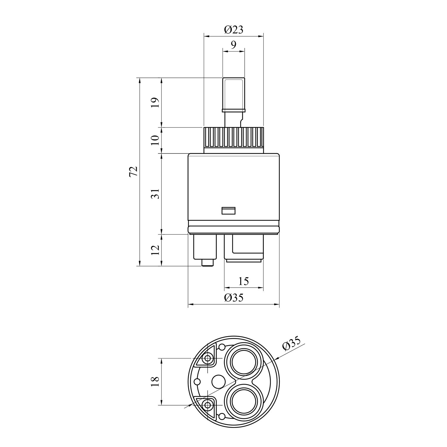 Картридж для змішувача Kroner KRM - PM35H з латунним штоком