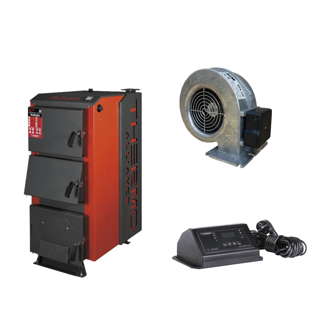Thermo Alliance Vulcan V 3.0 Котел твердотопливный стальной SF 18 + Вентилятор котла до 40 кВт, "M Plus M" + "ТА25nzPID" Контроллер для котла