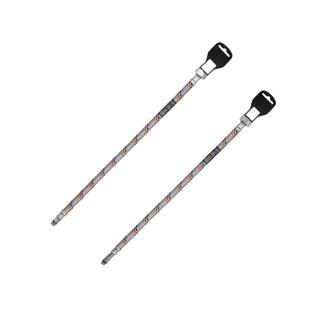 Гнучка підводка для підключення змішувача Kroner KRP 1/2"хМ10 ВЗ 150 см в обплетенні з нержавіючої сталі (пара)