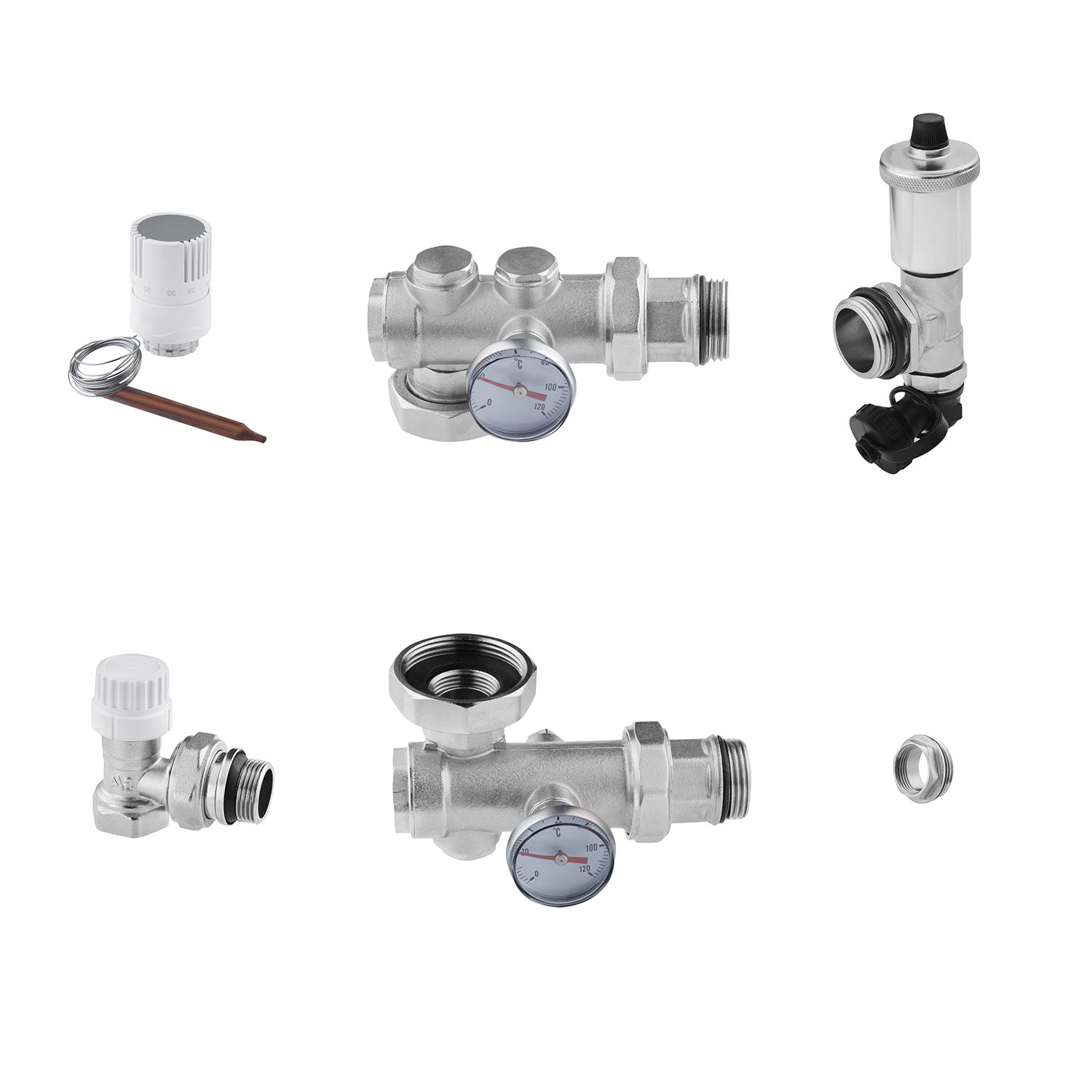 Змішувальний вузол для колектора STA "Premium" кутовий лівий, нікельований