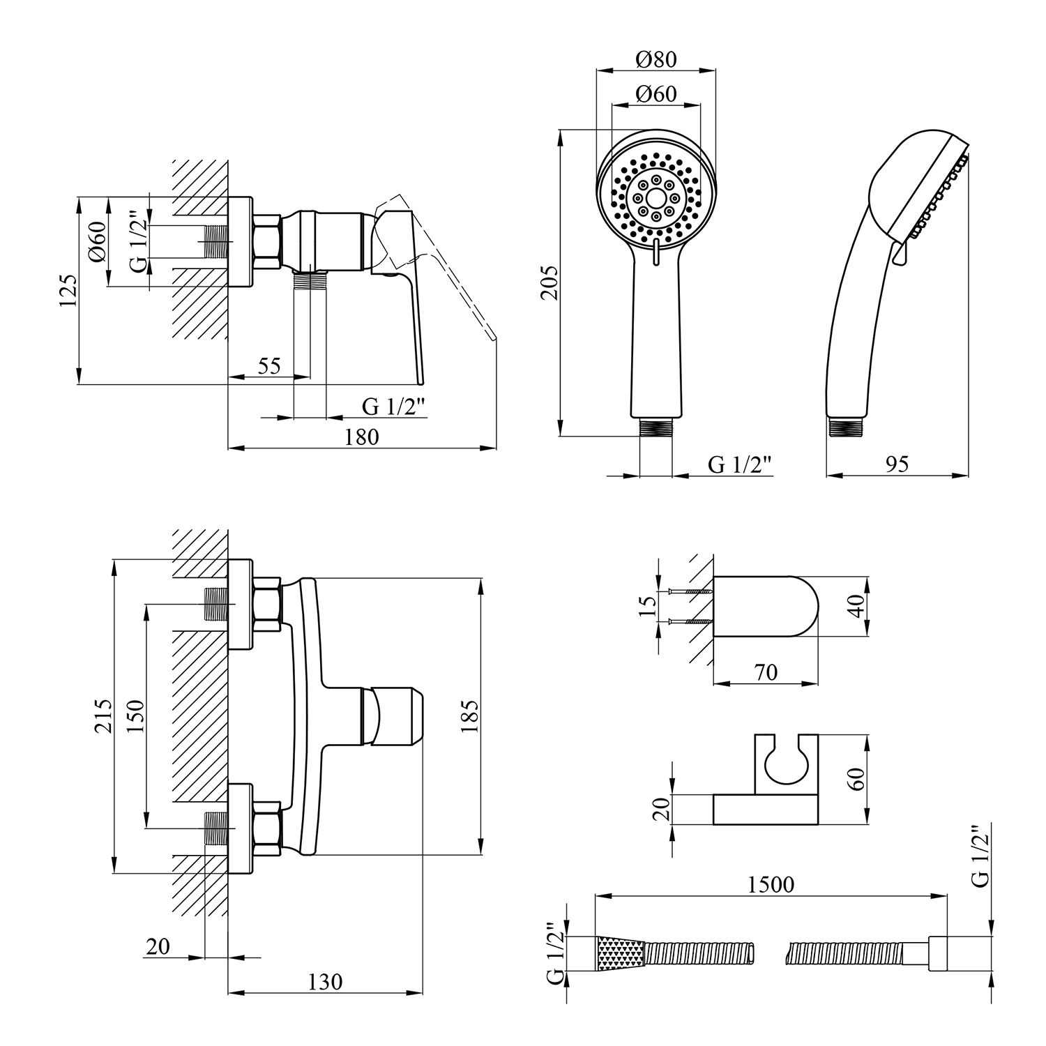 Змішувач для душу Kroner KRP Dorn - C050