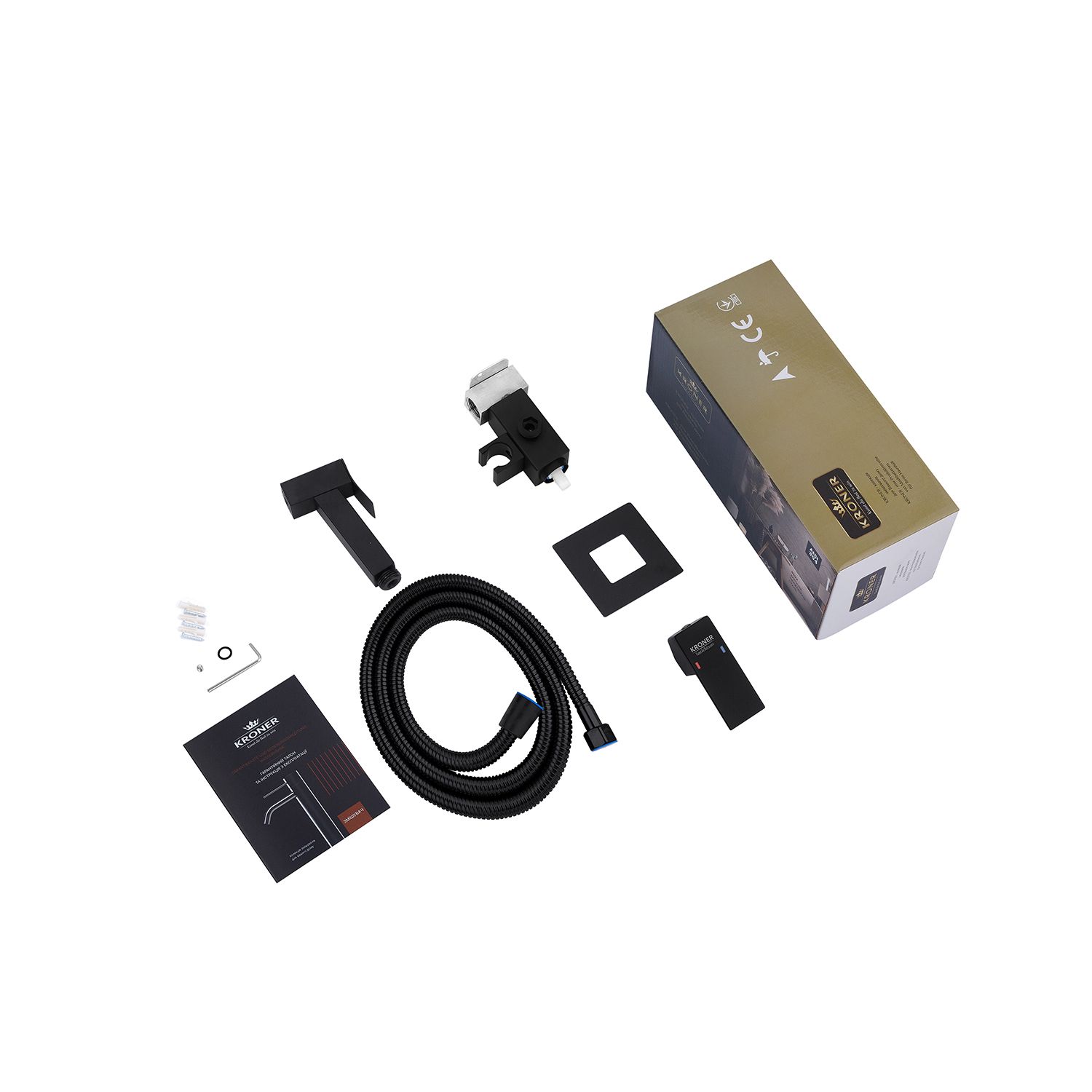 Набір для гігієнічного душу прихованого монтажу зі змішувачем Kroner KRP Edelstahl Kubus - SCH053