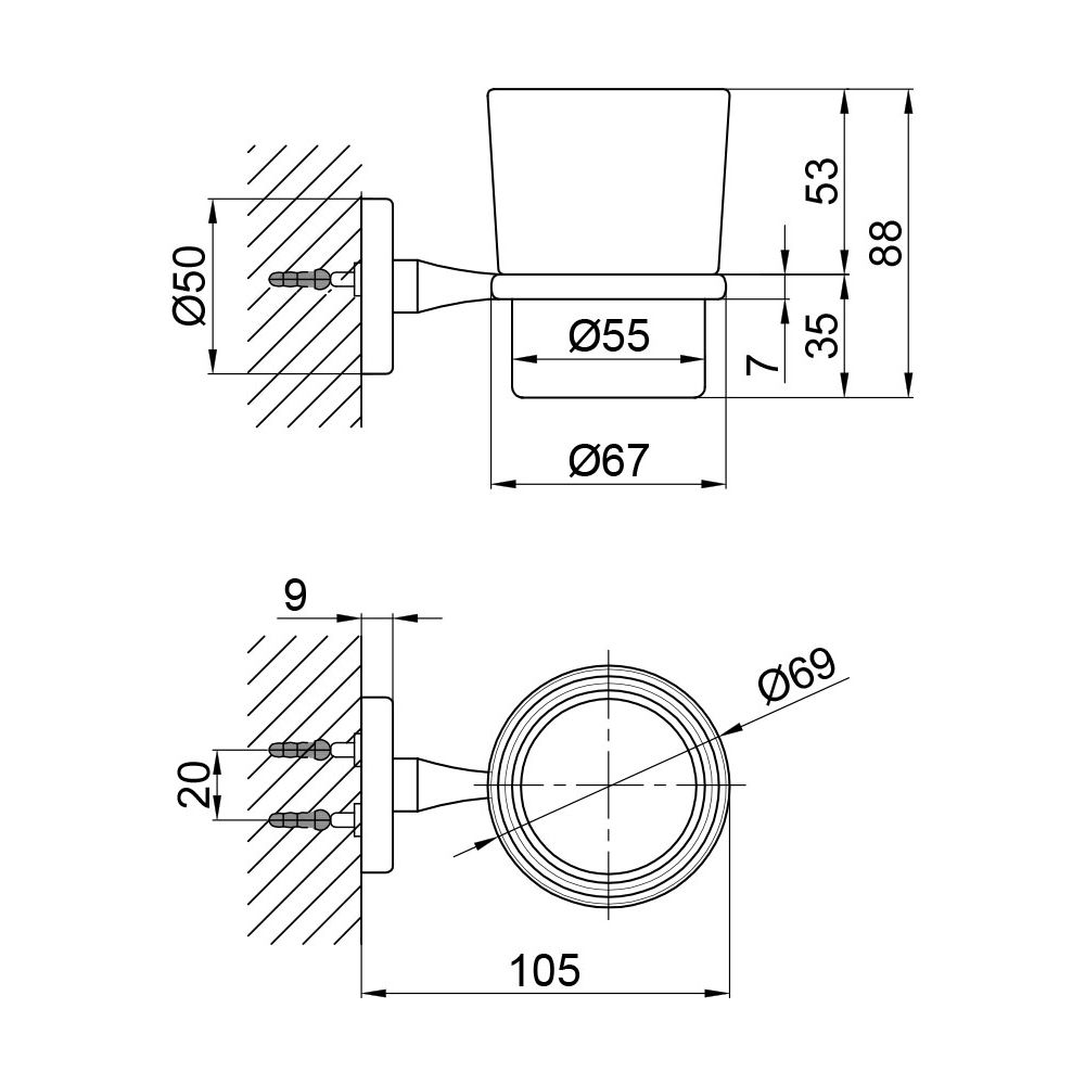 Стакан настенный SW 22-103CRM