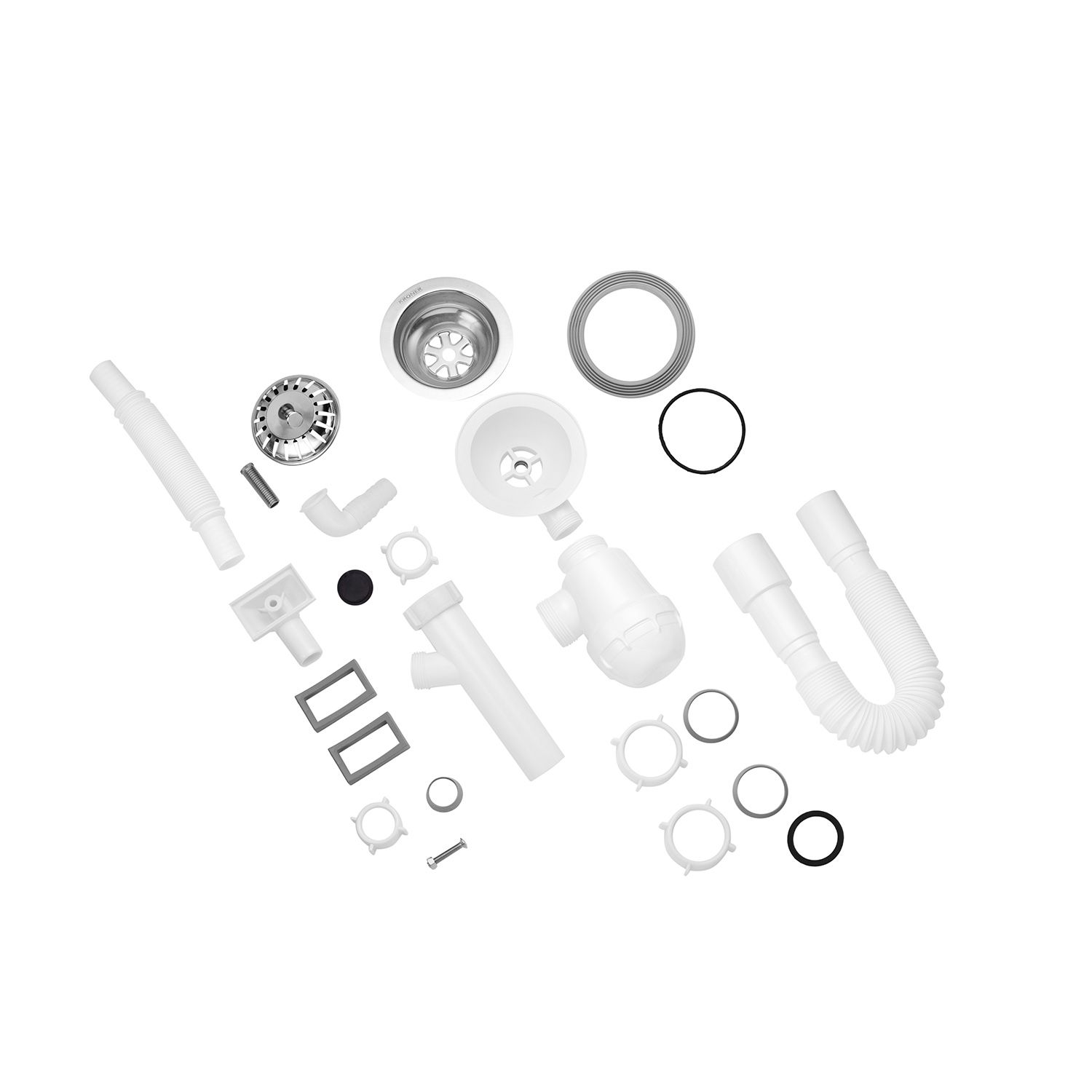 Сифон для кухонної мийки Kroner KRP - KS02-1 3 1/2"х40/50 мм з відводом для пральної машини, з квадратним переливом