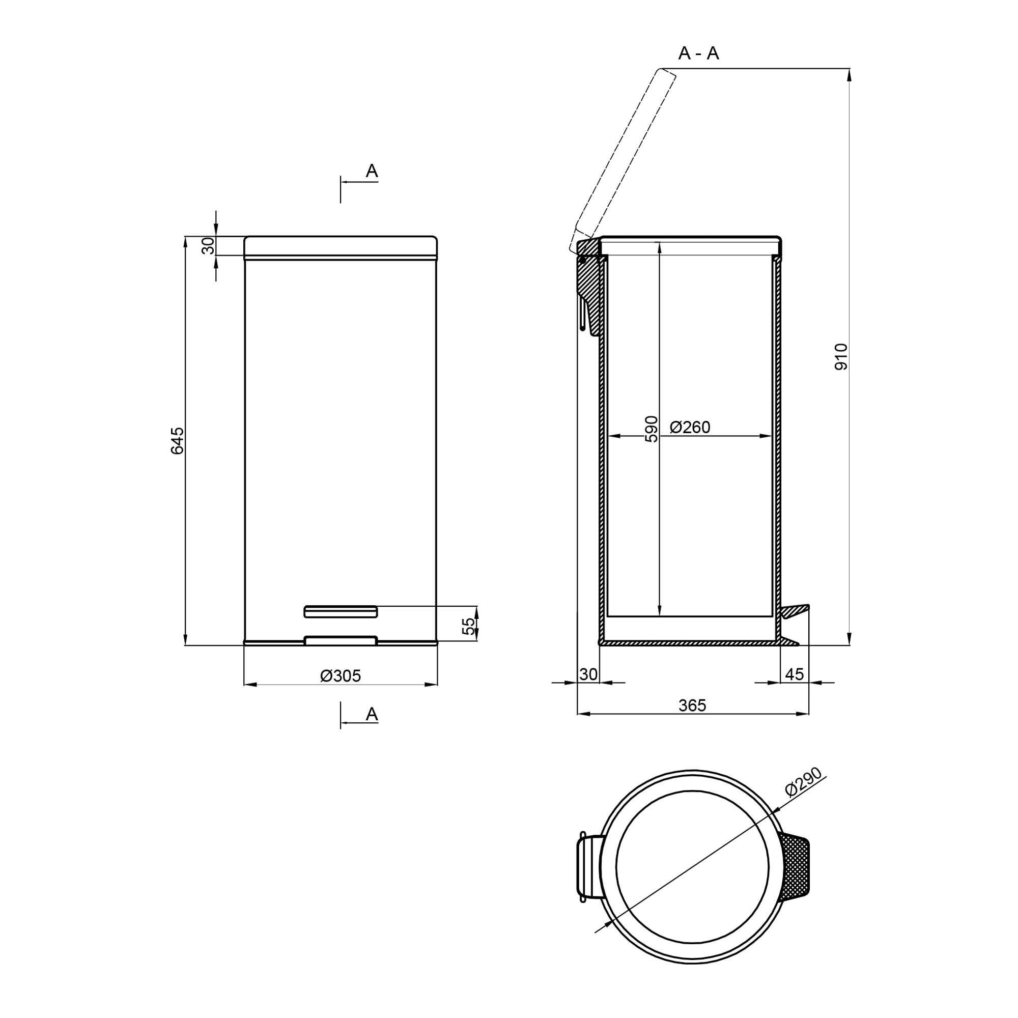 Ведро для мусора Lidz (CRM) 121.01.30 30 л