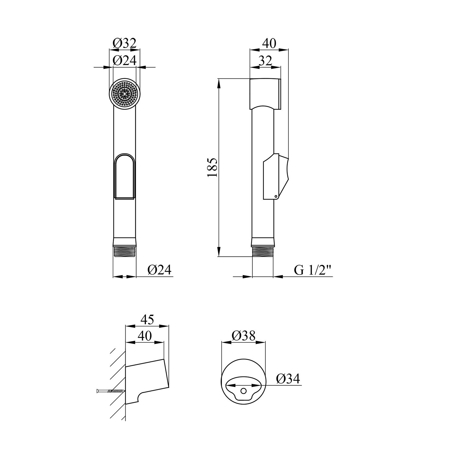 Лійка для гігієнічного душу Kroner KRM - C708