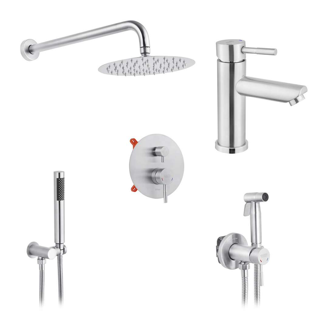 Набор 3 в 1 душова система Kroner Edelstahl Klassisch-ESG082 + змішувач Edelstahl Klassisch-ESG010 + змішувач Edelstahl Klassisch -ESG053