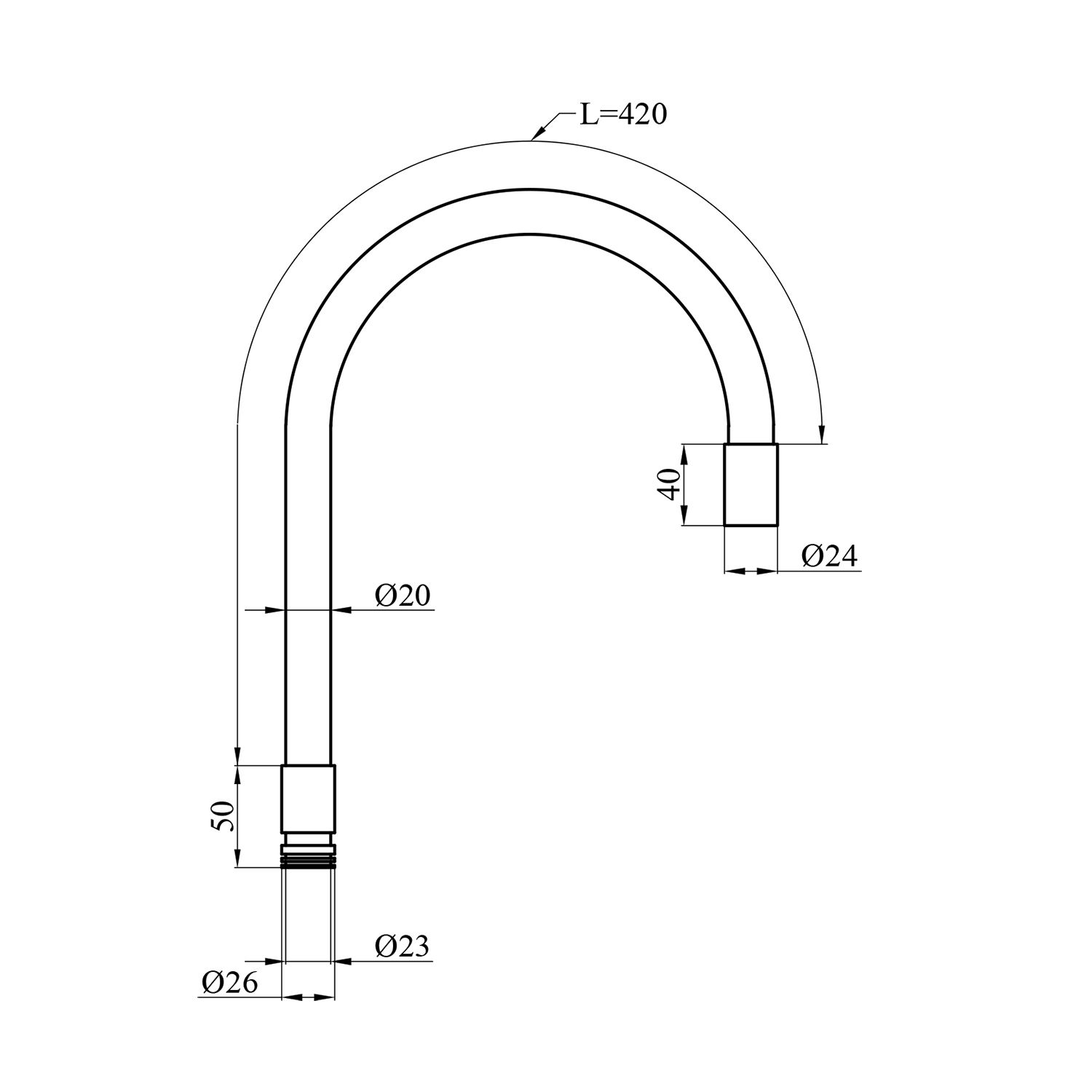 Вилив для змішувача гнучкий Kroner KRP - ESG802RGE