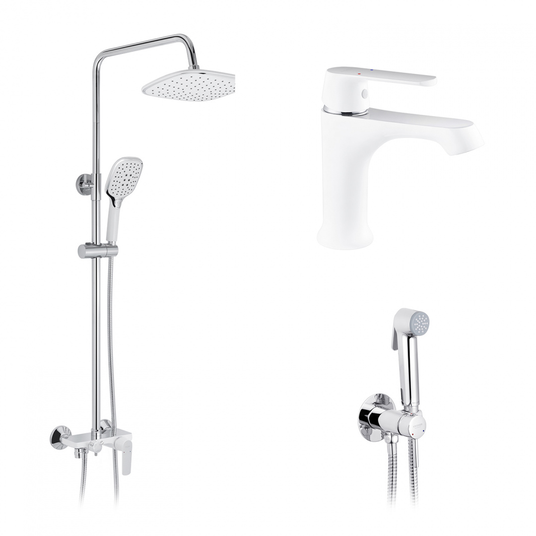 Набор 3 в 1 душова система Kroner Armada-W063 + змішувач Armada-W010 + змішувач Bidet-C082