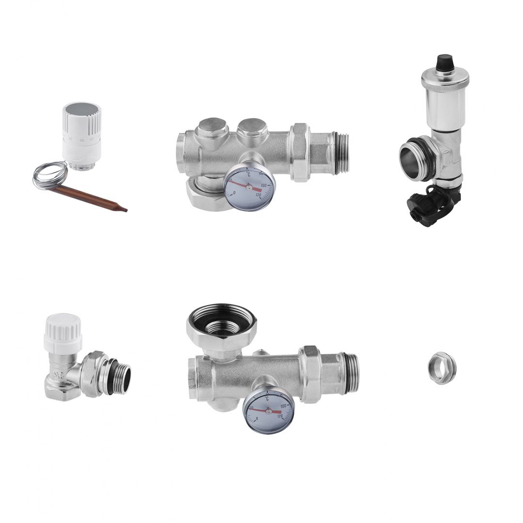 Змішувальний вузол для колектора STA "Premium" кутовий лівий, нікельований