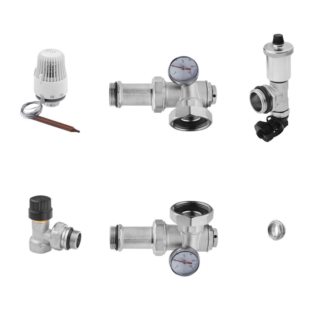 Змішувальний вузол для колектора в зборі STA 1" кутовий, нікельований