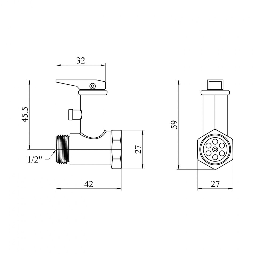 Запобіжний клапан для бойлера Karro 1/2" ВЗ нікельований KR-88143