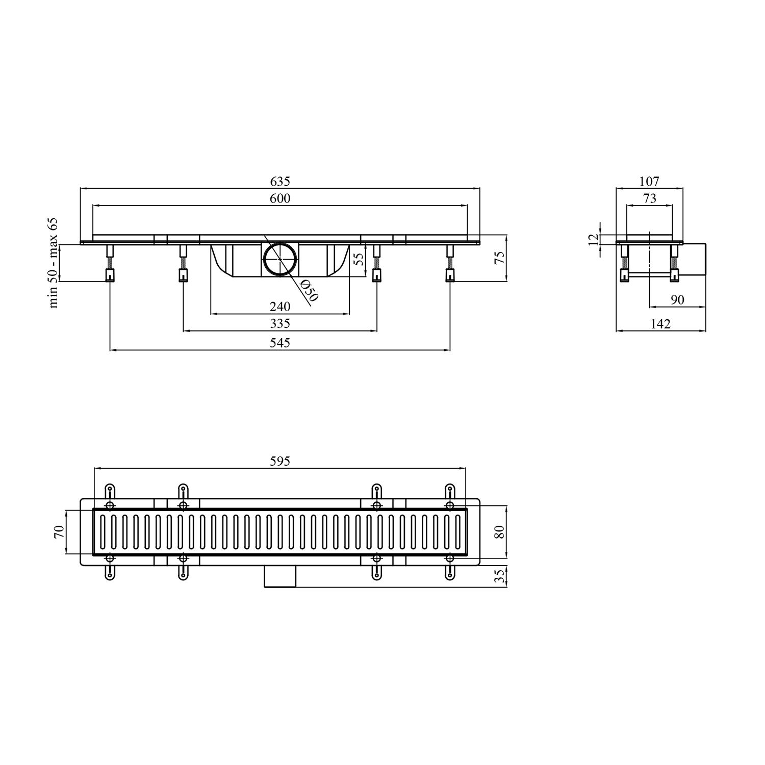 Трап лінійний Kroner KRP Harz SCH60 Sektion Schwarz
