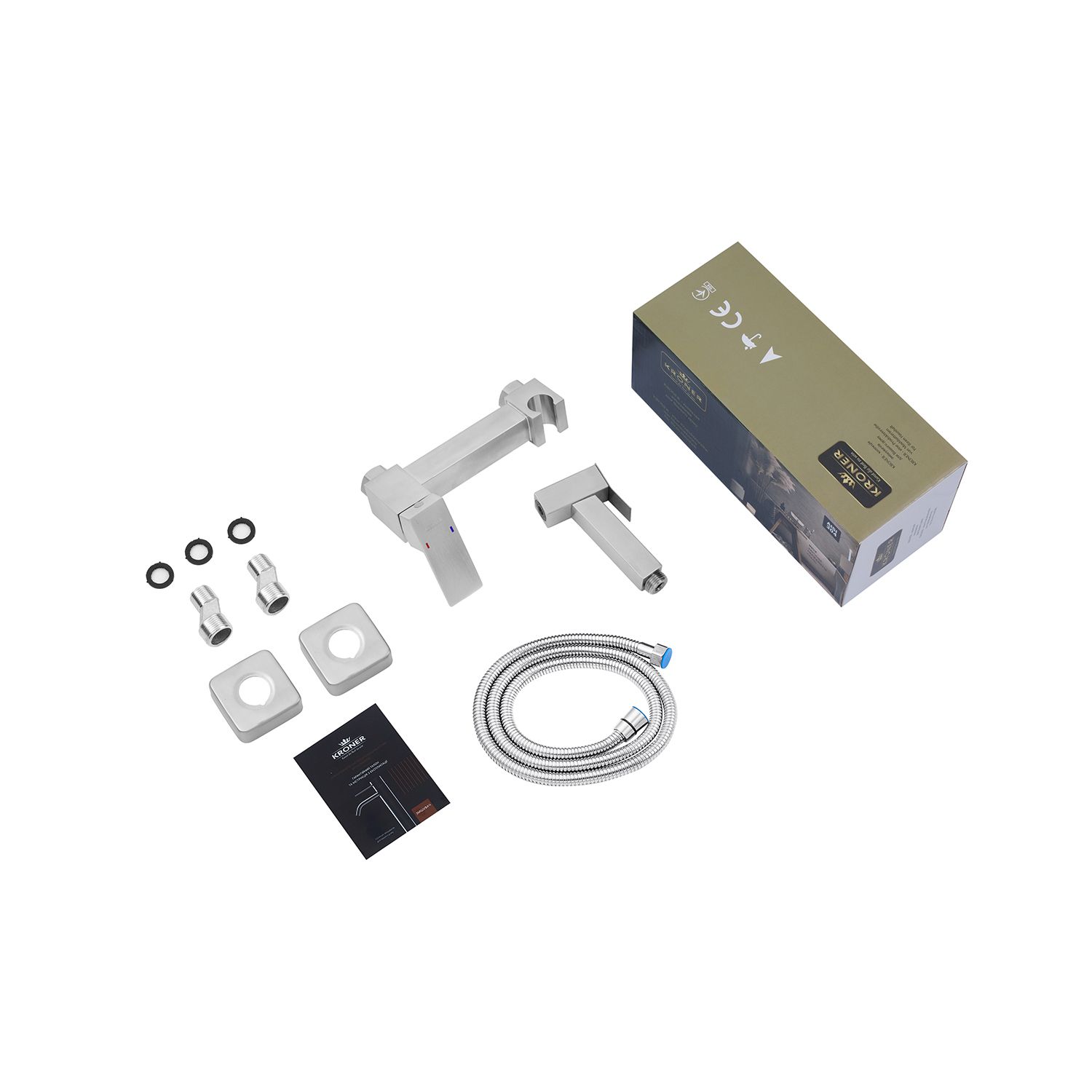 Набір для гігієнічного душу зі змішувачем Kroner KRP Edelstahl Kubus - ESG052