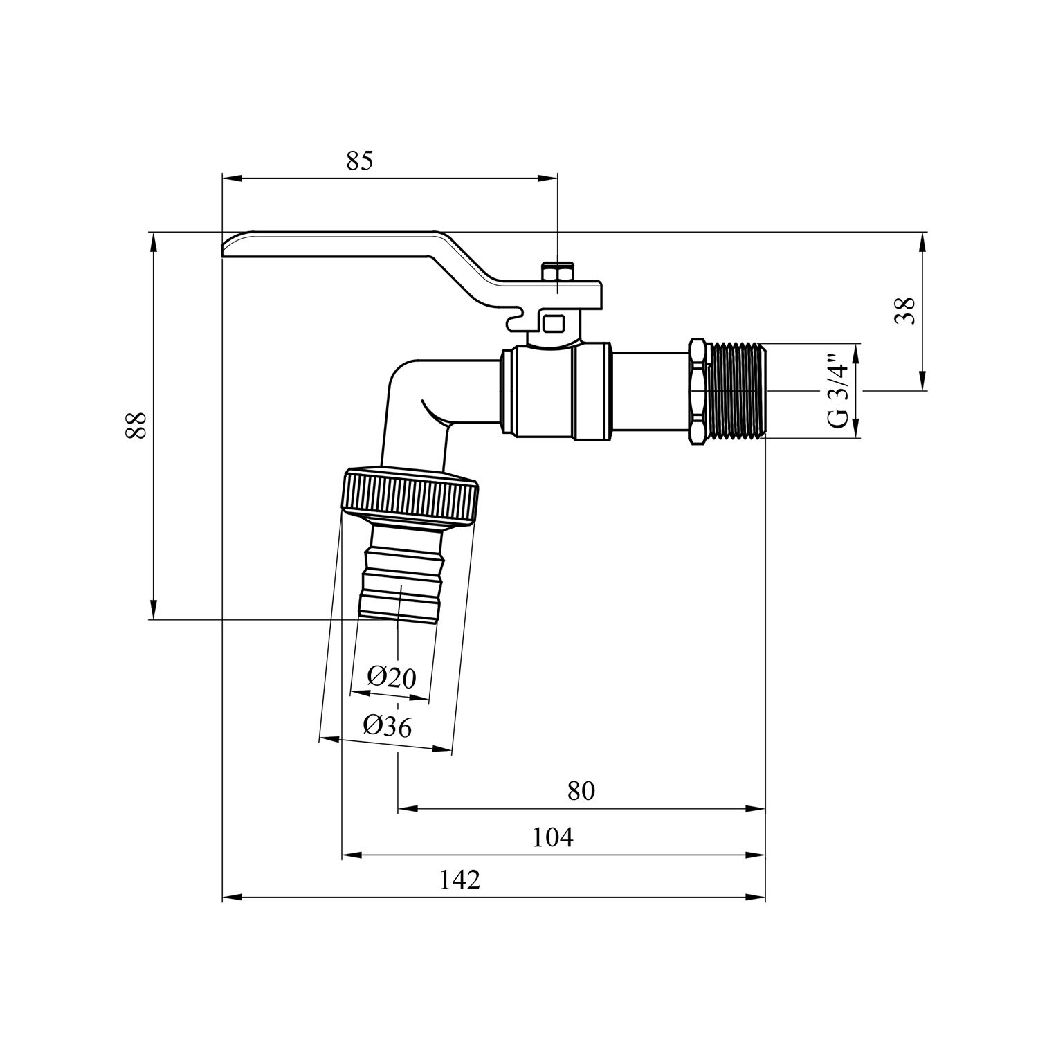 Кран для поливу Karro 3/4" PN40 нікельований KR-2001