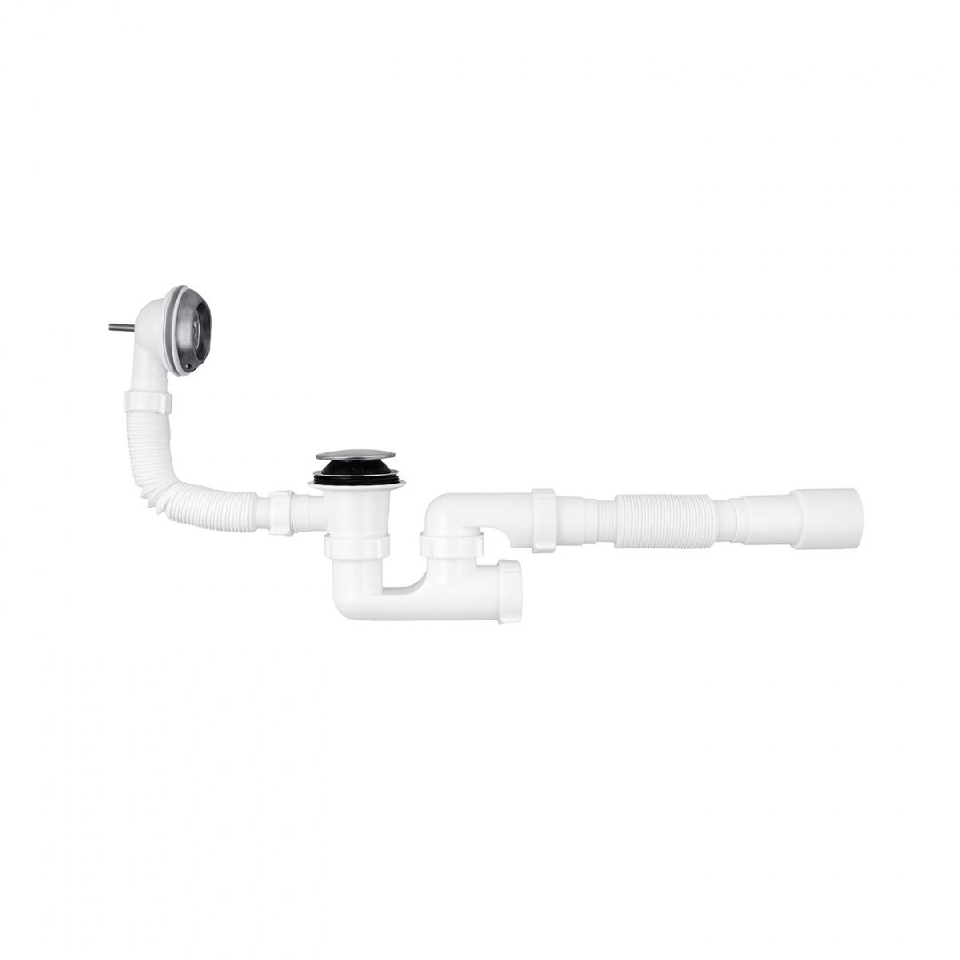 Сифон для ванни Agua BS05K 1 1/2"х40/50 мм з системою Сlick-Сlack, з переливом та ревізією