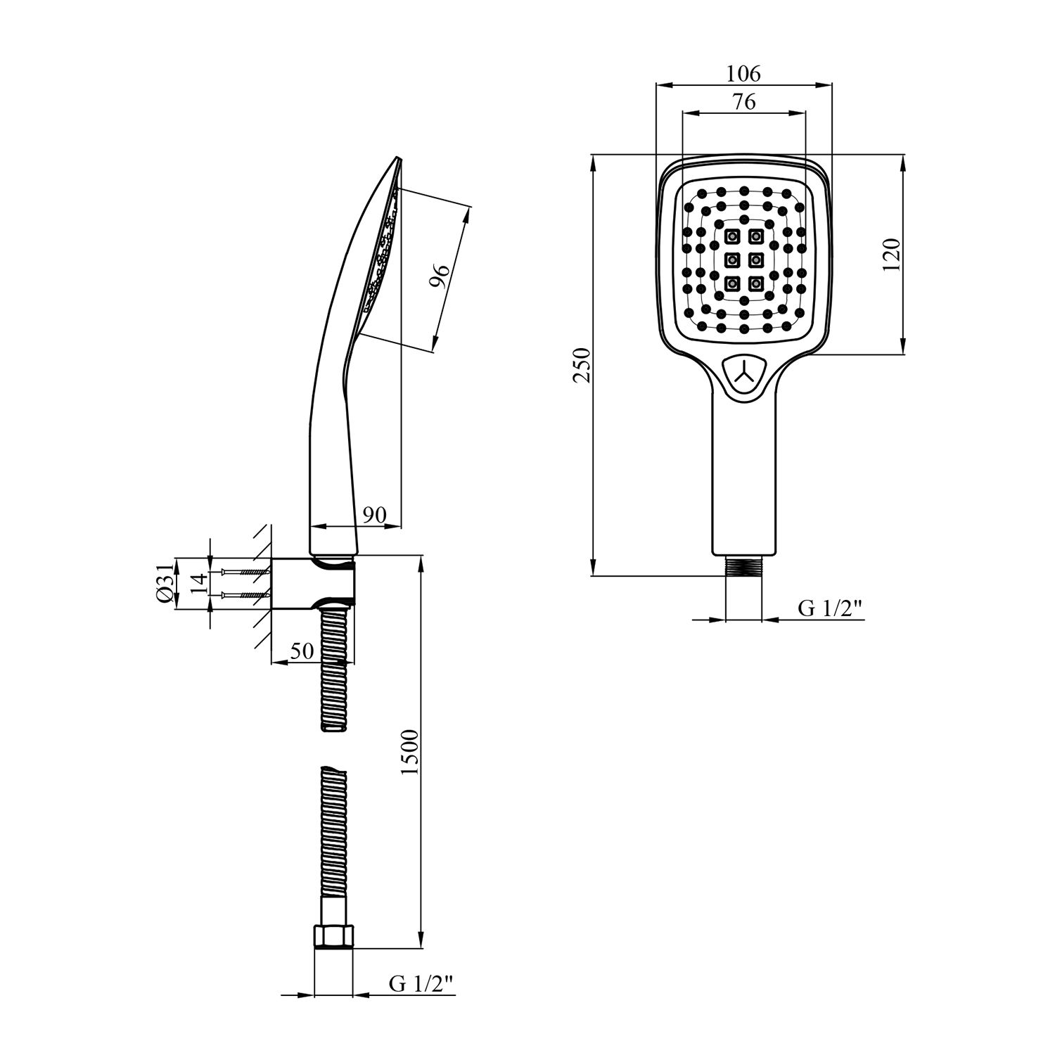 Душовий набір Kroner KRP SET Kubus-SCH800
