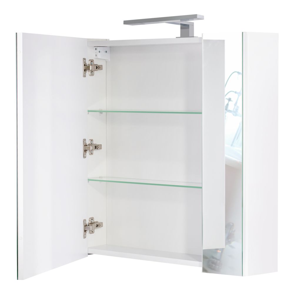 Дзеркальна шафа підвісна Qtap Albatross 700х725х460 White з LED-підсвічуванням QT0177ZP700LW