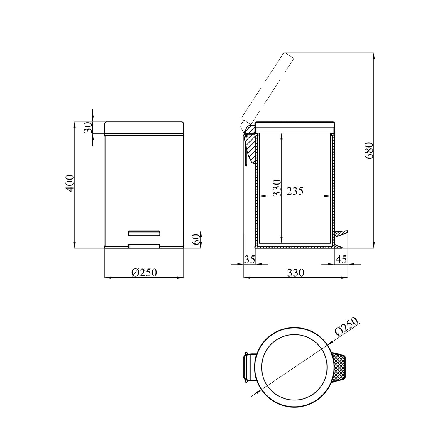 Відро для сміття Kroner KRM Rizze - ACE414 12 л