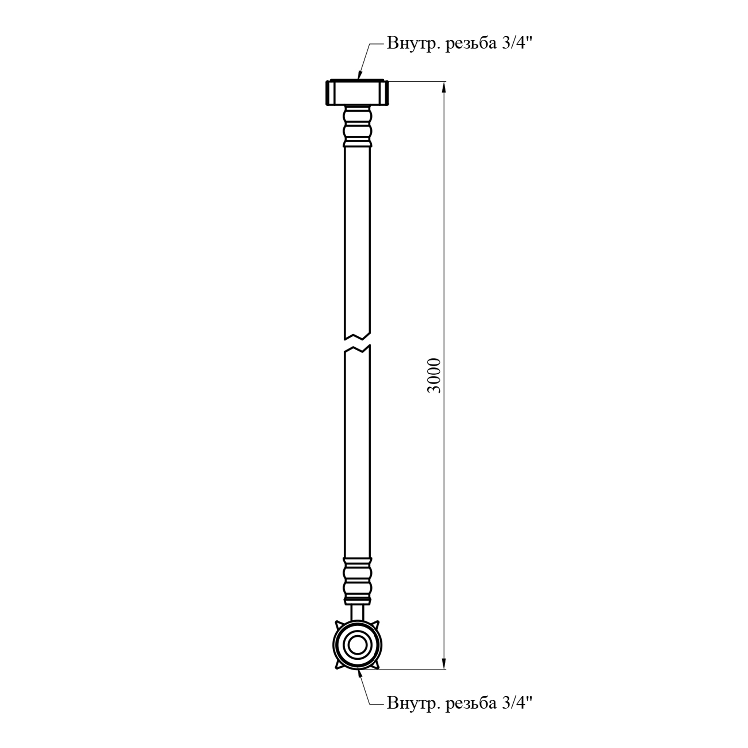 Шланг заливний для пральної машини Nikiforov 3/4" ВВ 300 см
